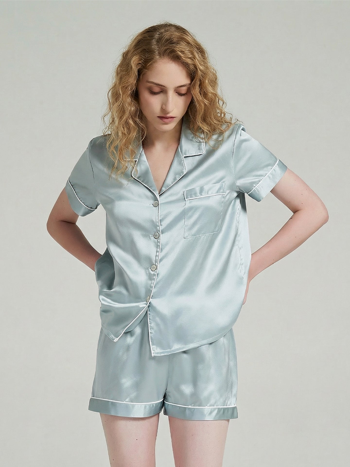 Silk Women's Sleepwear Set#color_Mint Green