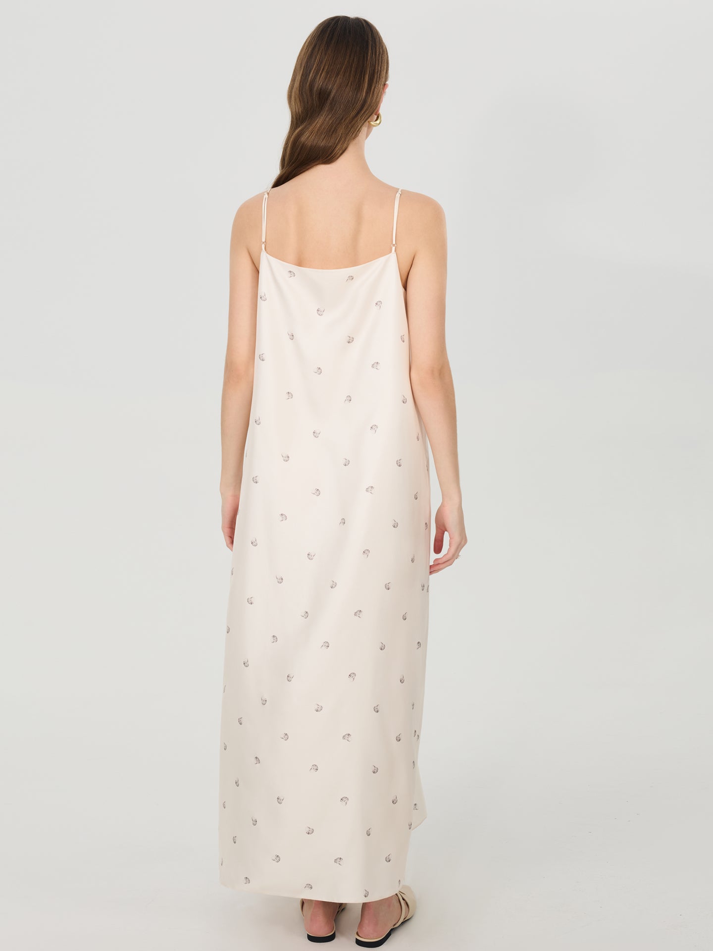 Spiral Printed Silk Slip Maxi Dress#color_Seashell Print
