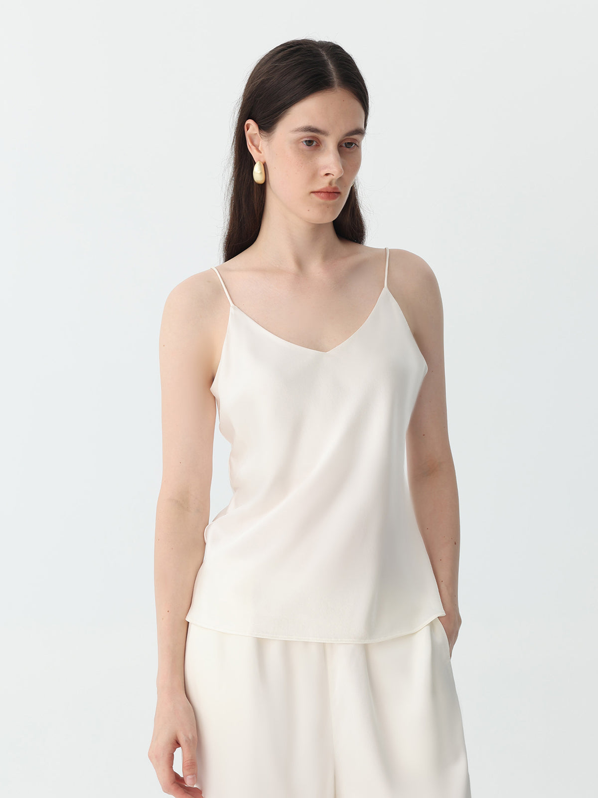 Classic V Neck Camisole Sets #color_White