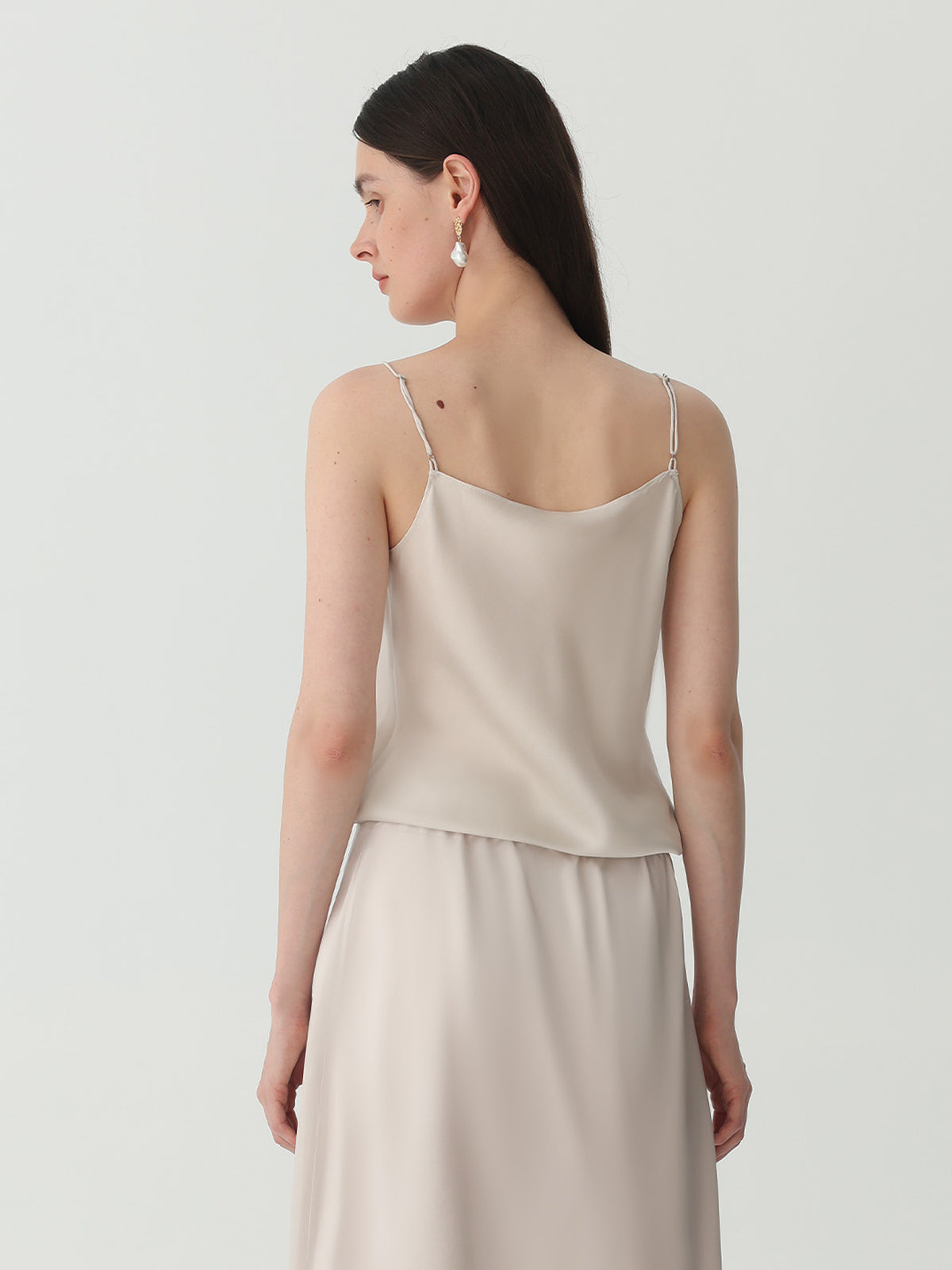 Womens Silk Camisole #color_Soft Gray White