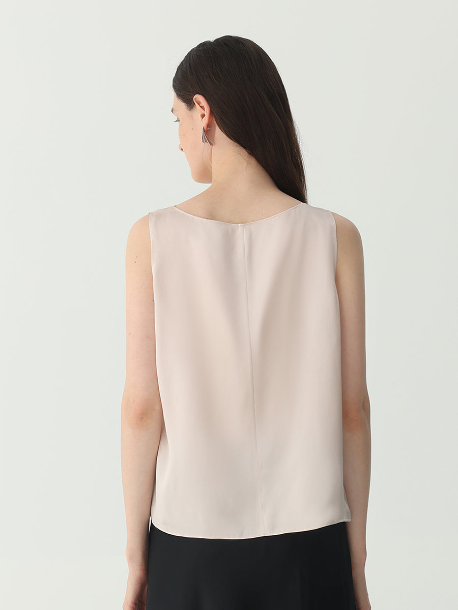 Cowl-neck sleeveless top#color_Pink Taro