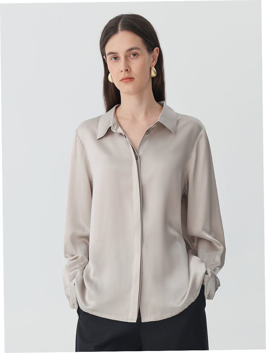 Washable Blouse in silk #color_ Grey