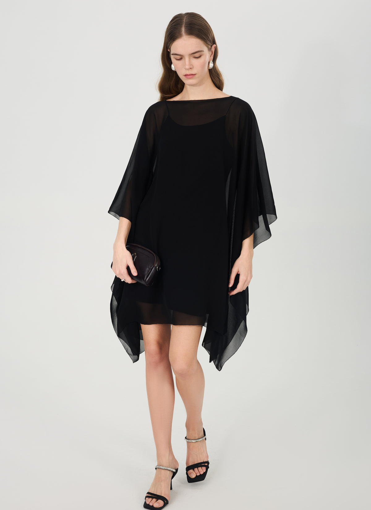 Sheer Silk Overlay Dress#color_black