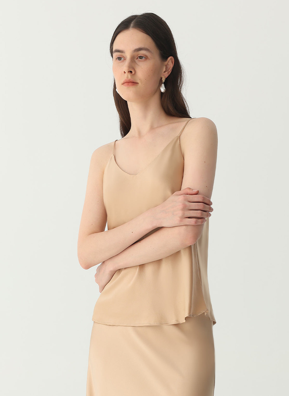 Classic V Neck Camisole Sets #color_Light Gold
