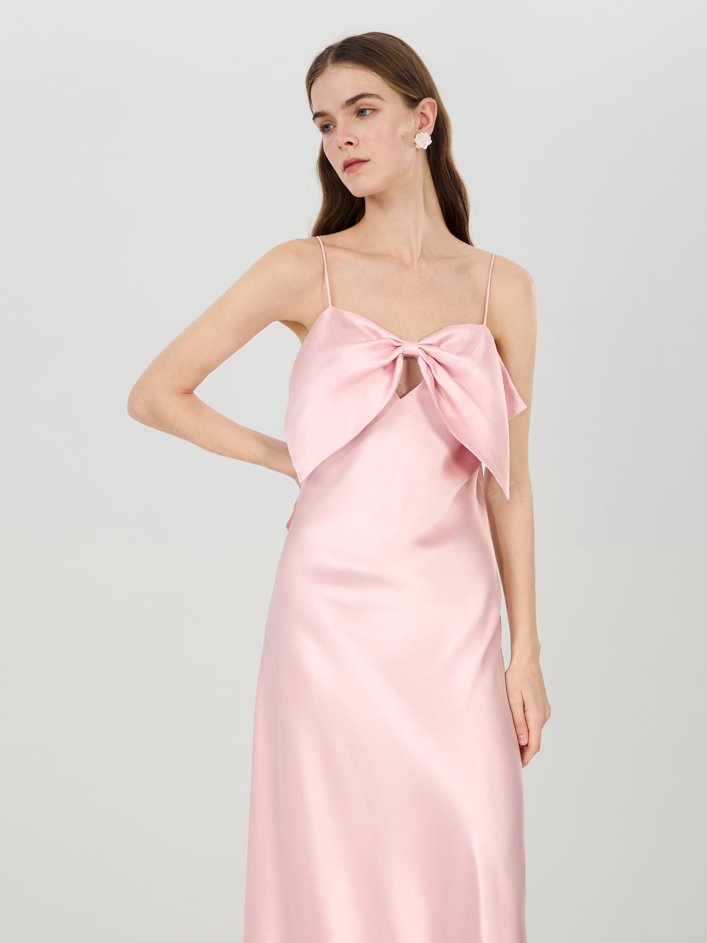 Bow Slip Maxi Dress#color_Blush Pink