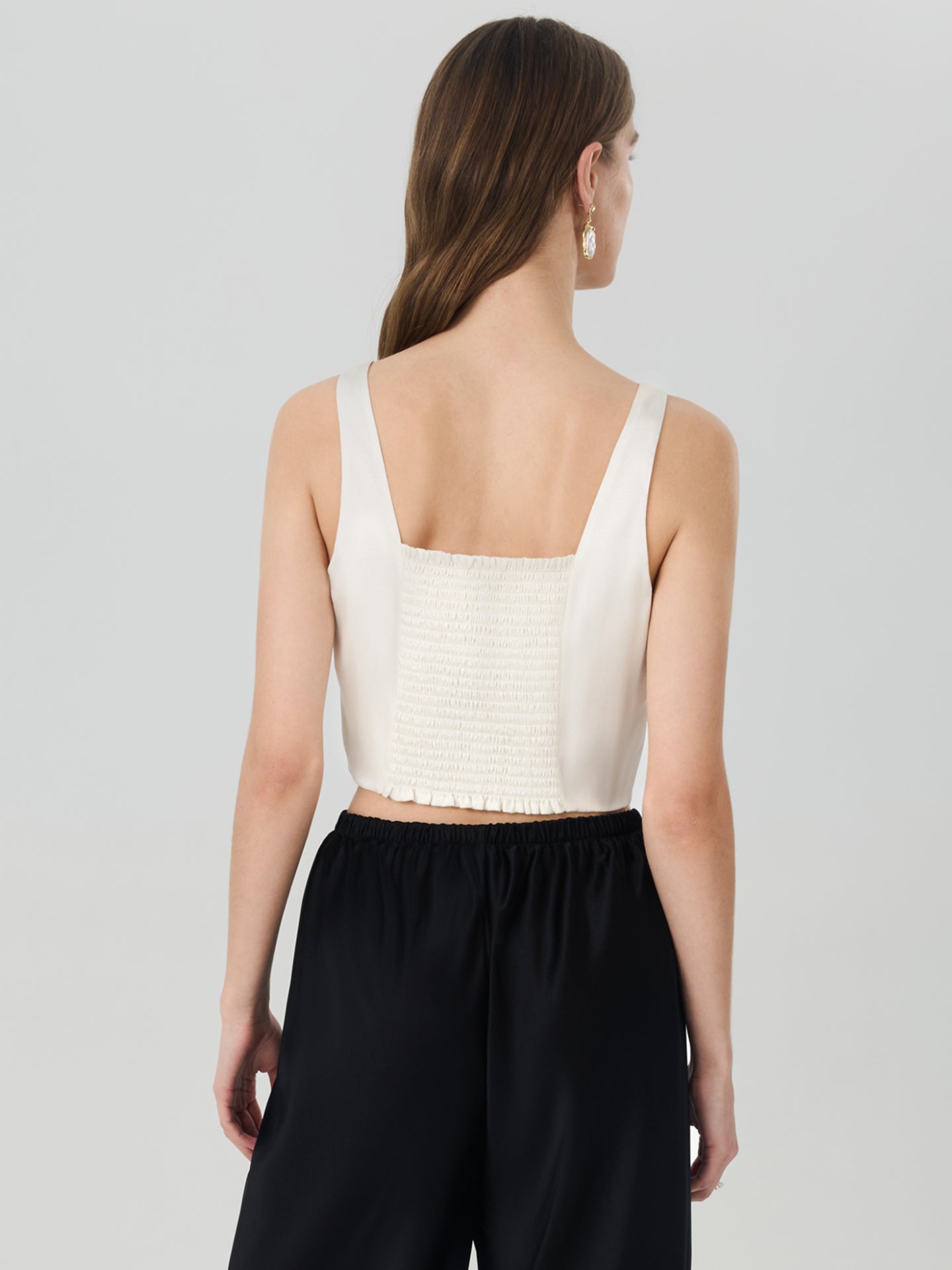 Silk Cropped Tank Top#color_White