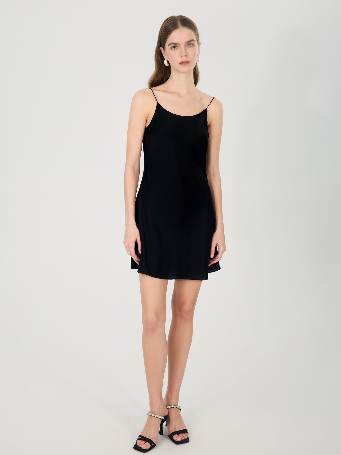 19 Momme Silk Slip Mini Dress#color_Black