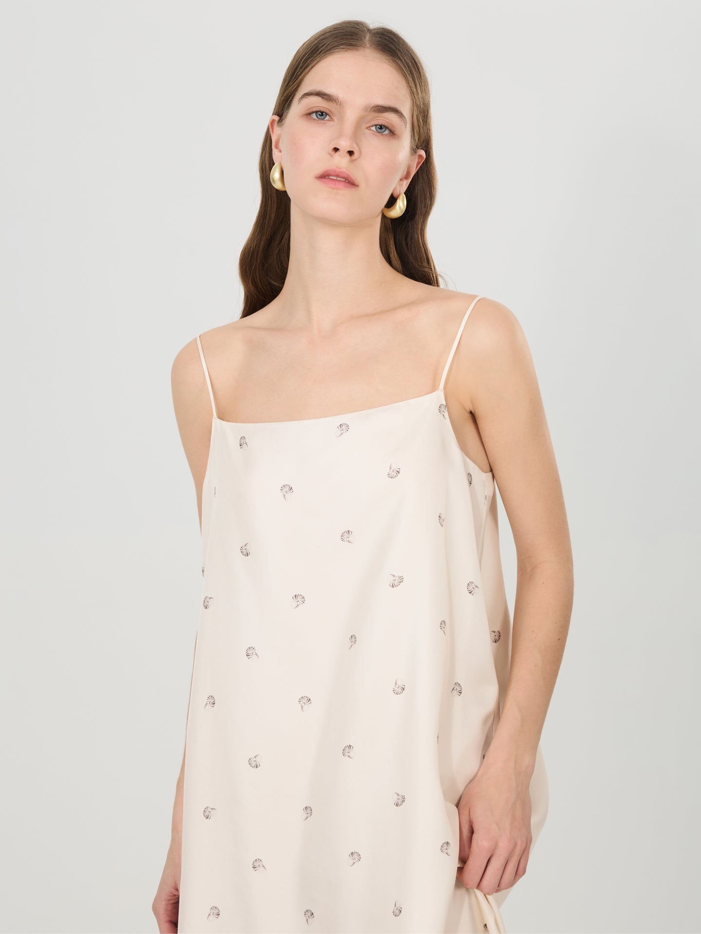 Spiral Printed Silk Slip Maxi Dress#color_Seashell Print