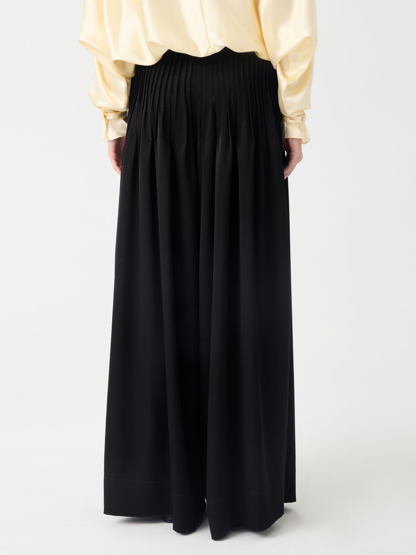 Tuck-Pleated Wide-Leg Pants#color_Black