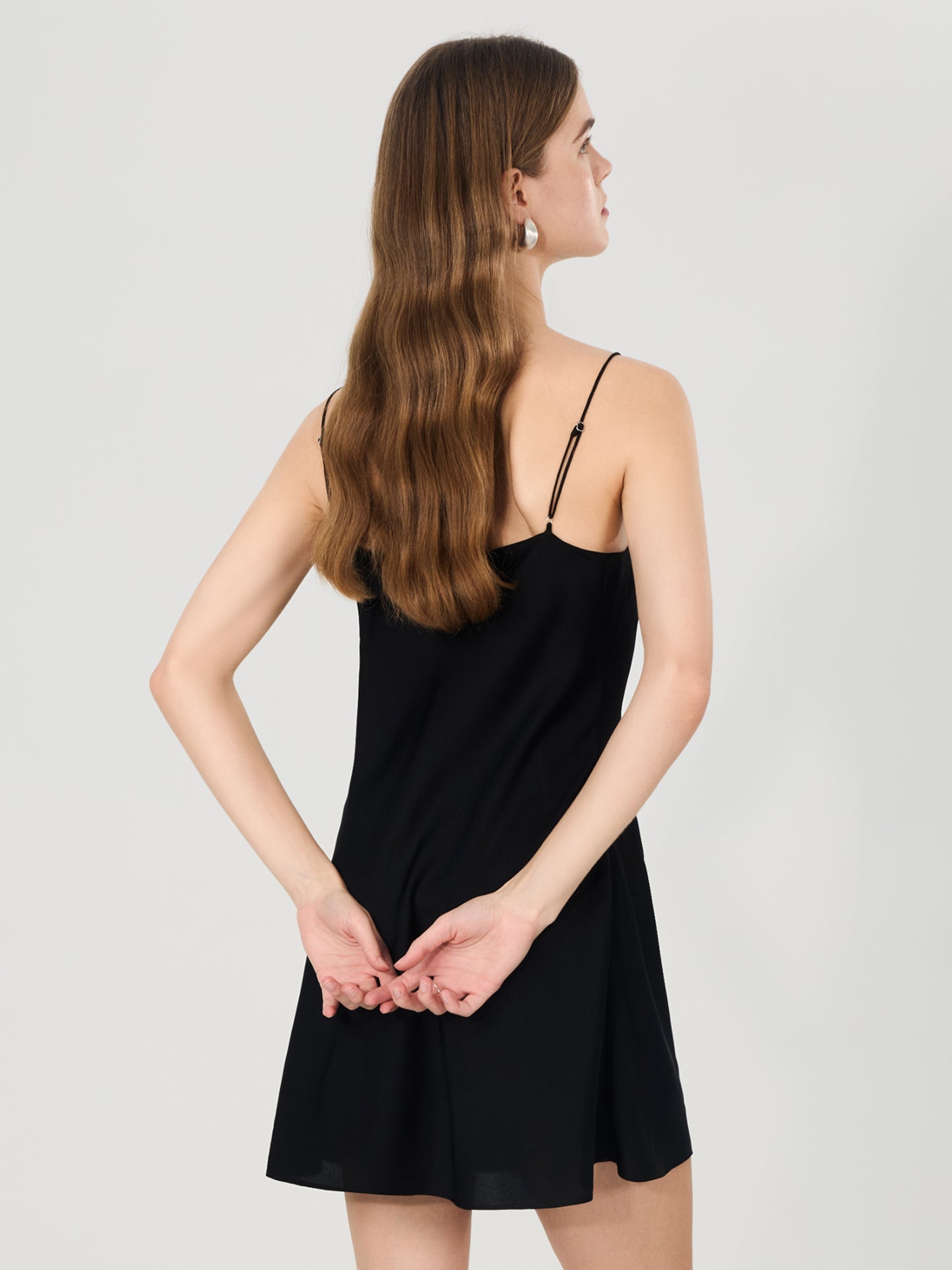 19 Momme Silk Slip Mini Dress#color_Black