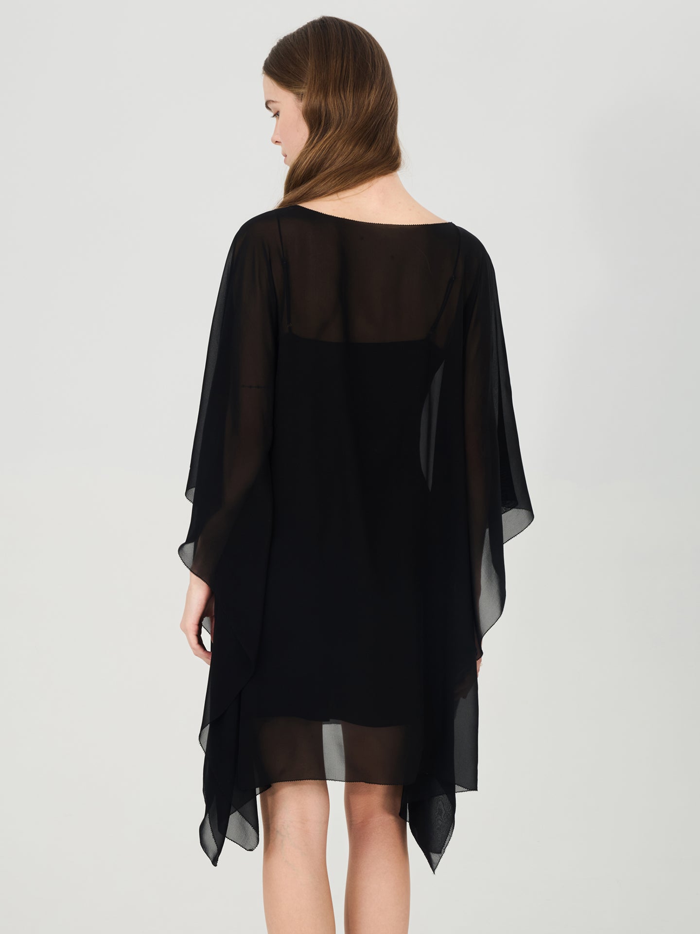 Sheer Silk Overlay Dress#color_black