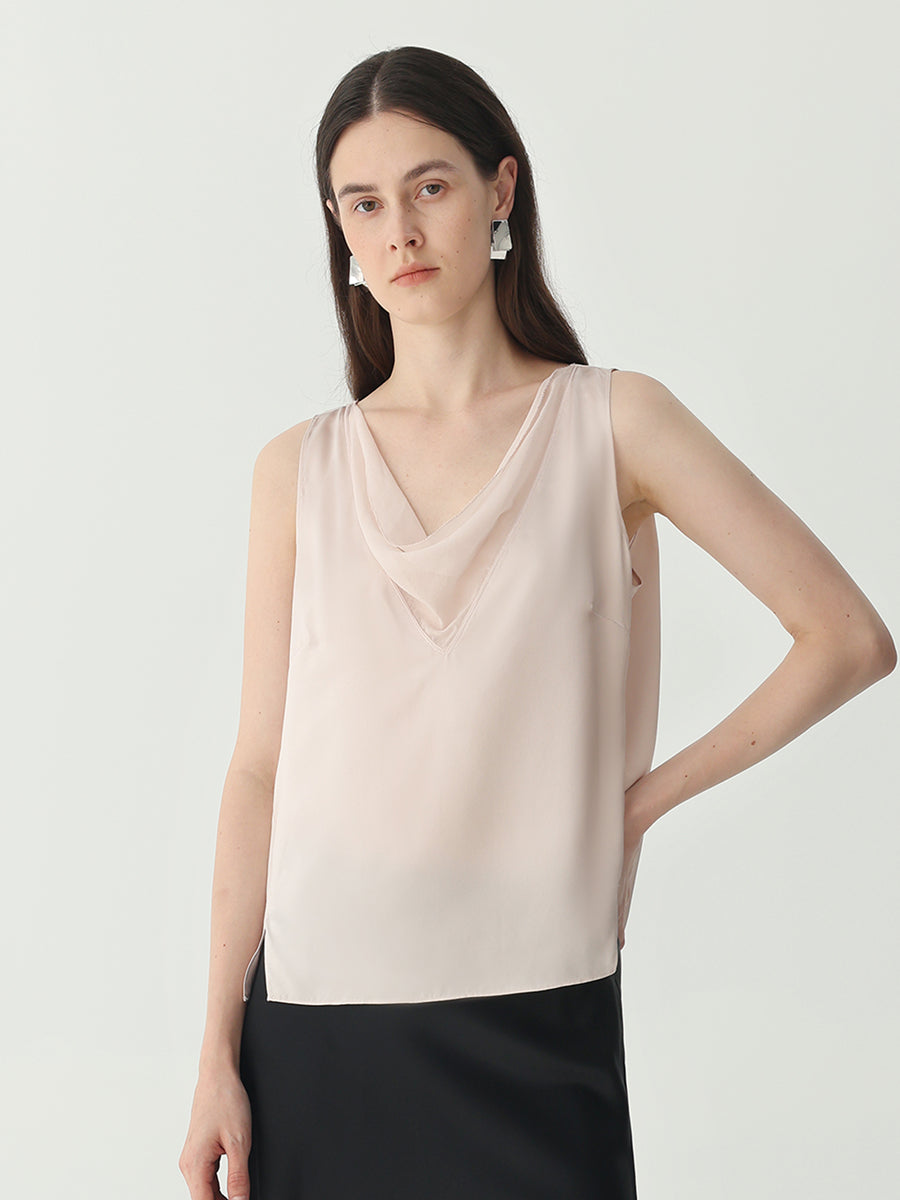 Cowl-neck sleeveless top#color_Pink Taro