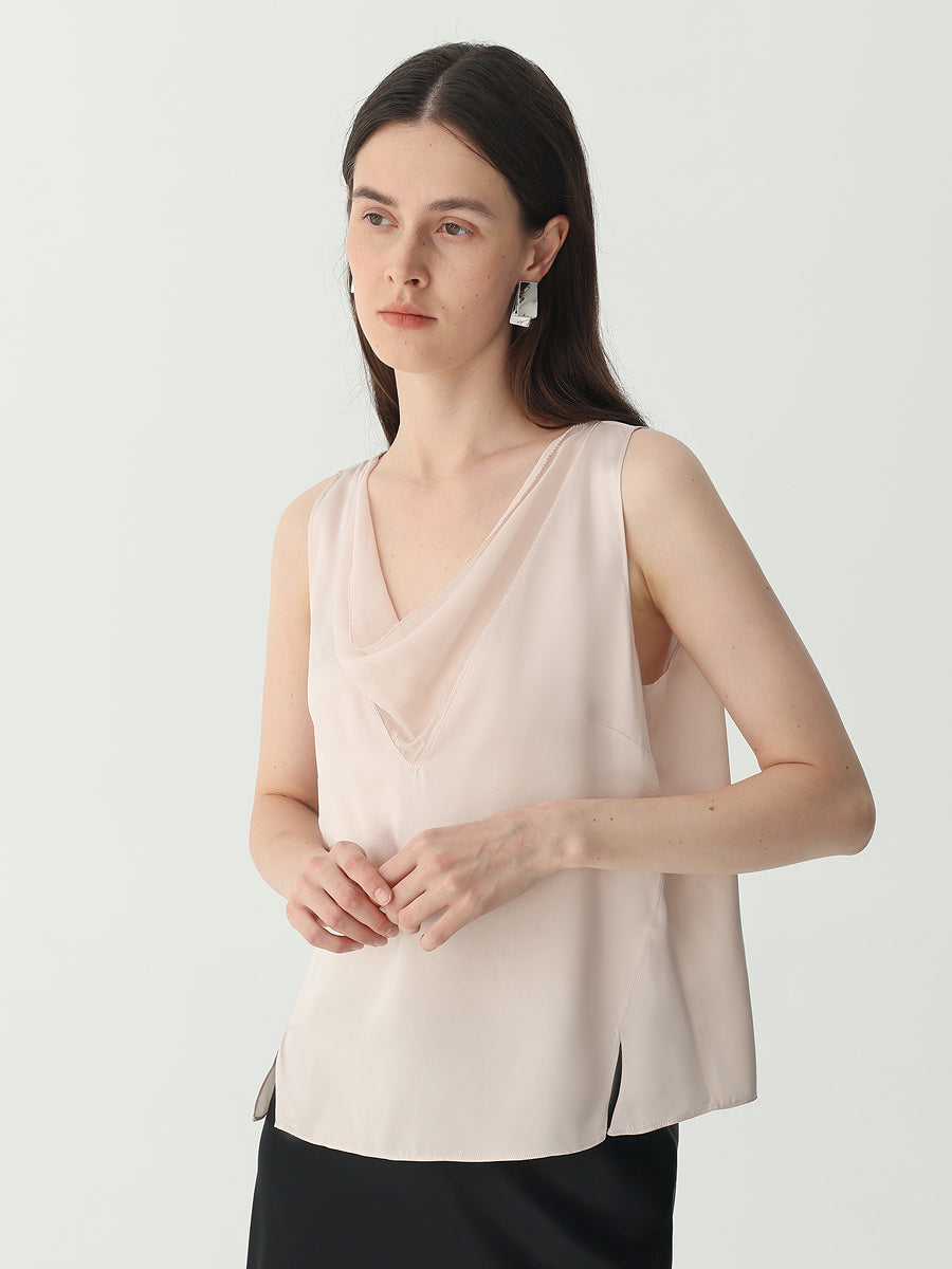 Cowl-neck sleeveless top#color_Pink Taro