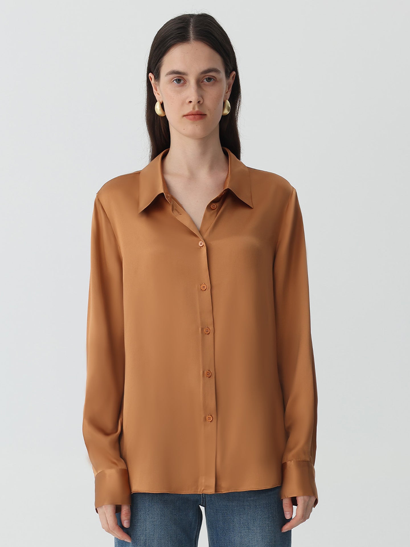 Classic Silk Shirt#color_Caramel