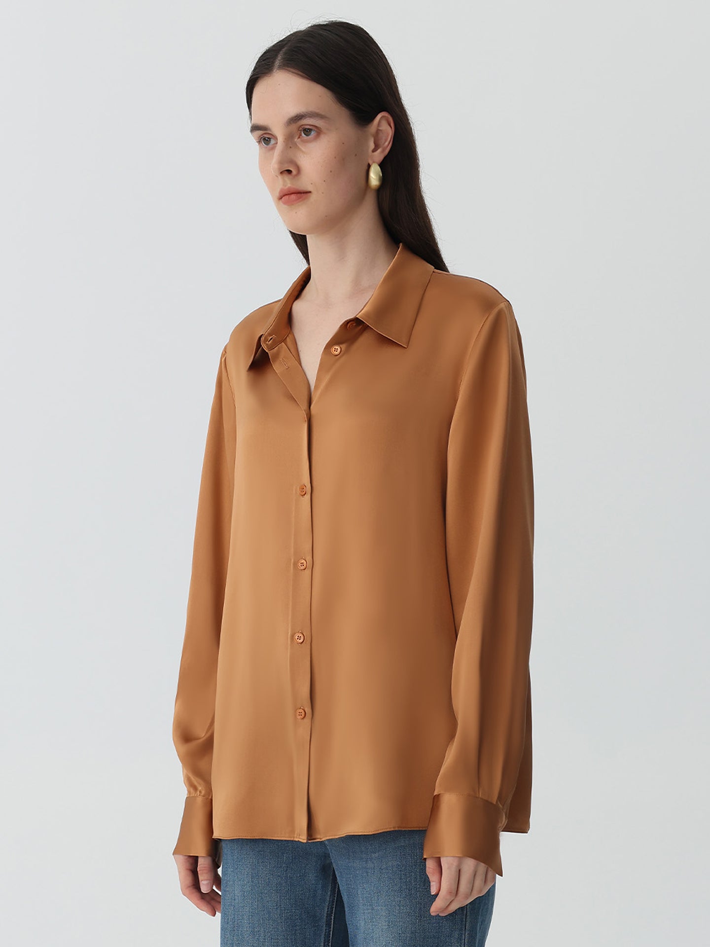 Classic Silk Shirt#color_Caramel