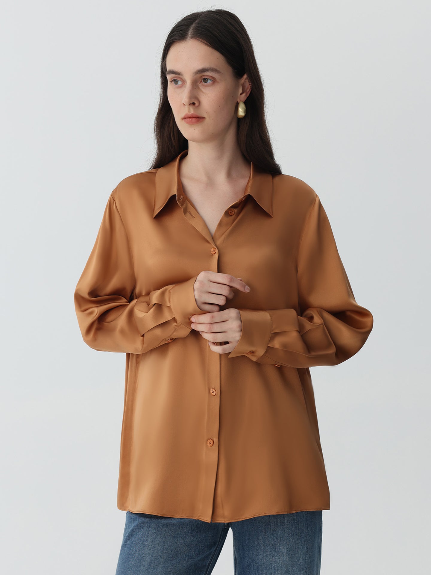 Classic Silk Shirt#color_Caramel