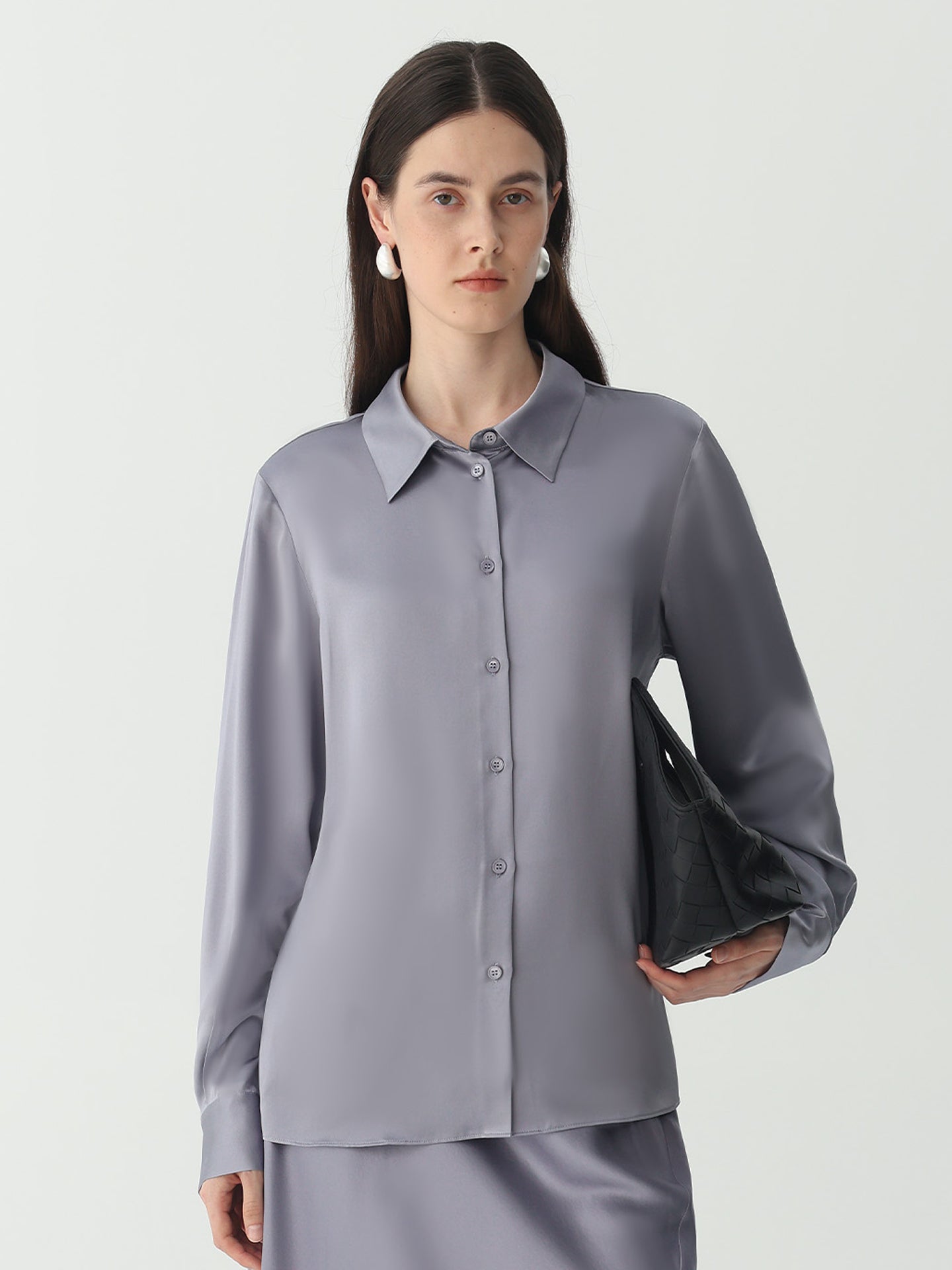 Classic Silk Shirt#color_Blue Grey