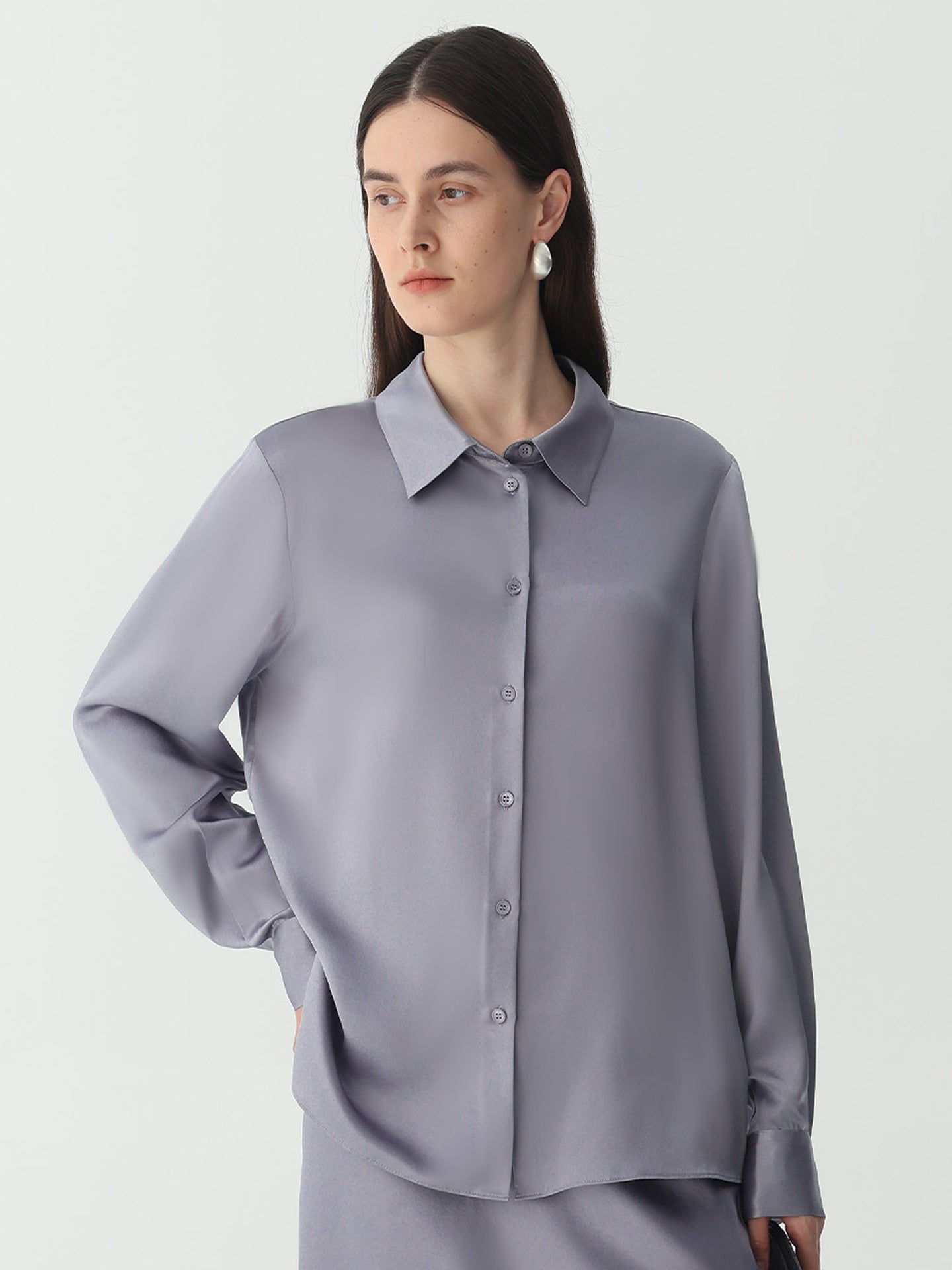 Classic Silk Shirt#color_Blue Grey
