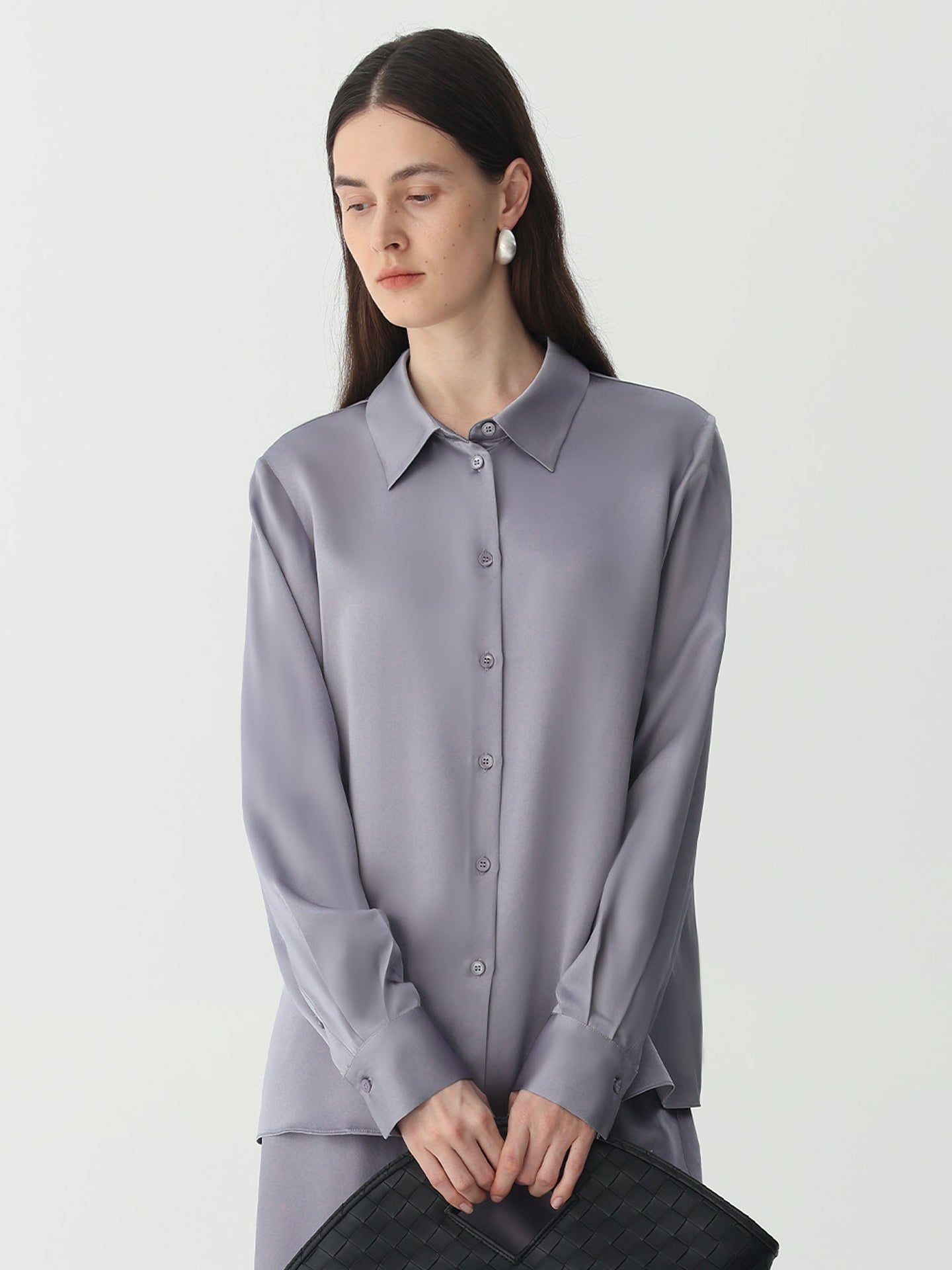 Classic Silk Shirt#color_Blue Grey