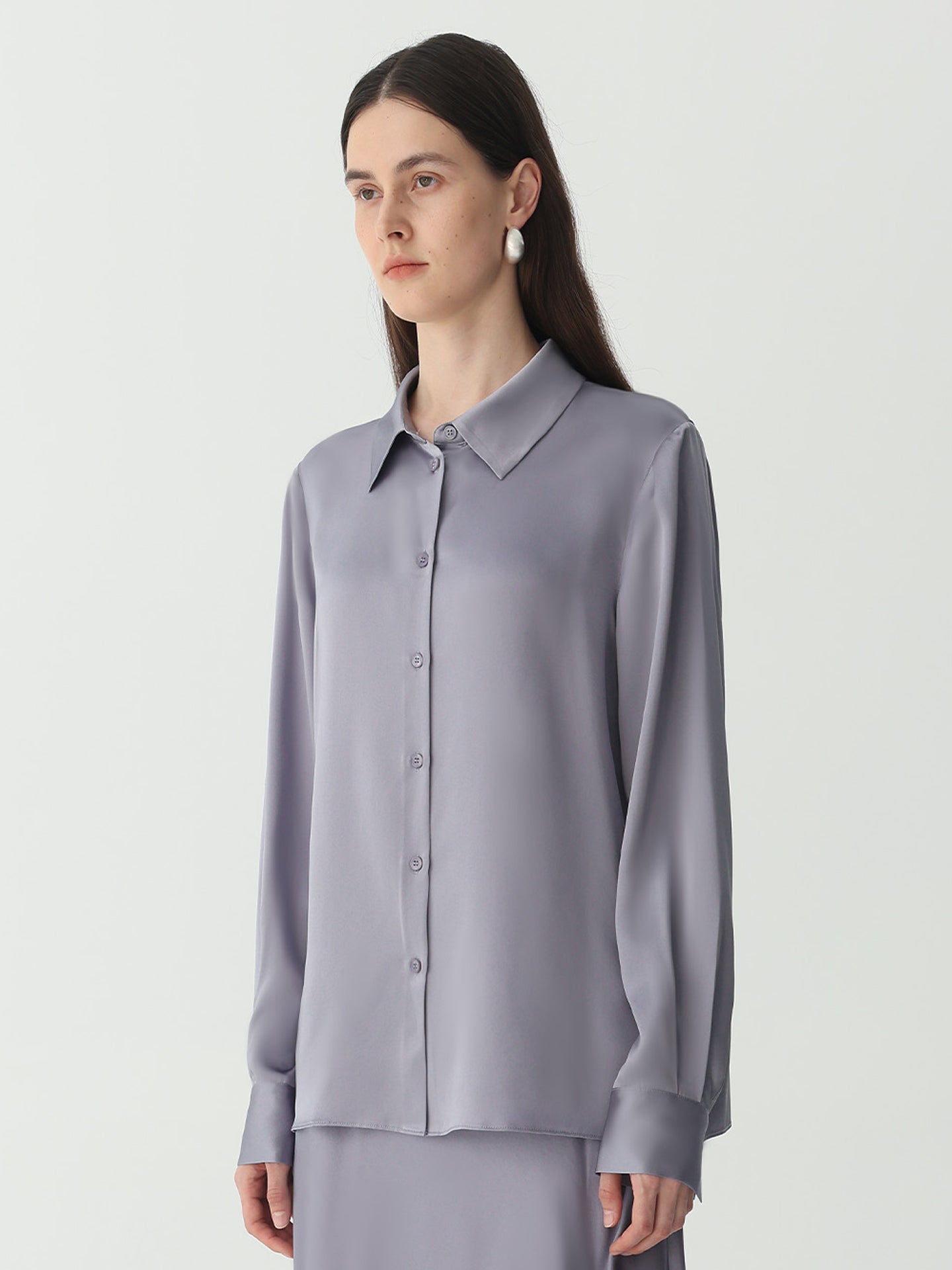 Classic Silk Shirt#color_Blue Grey