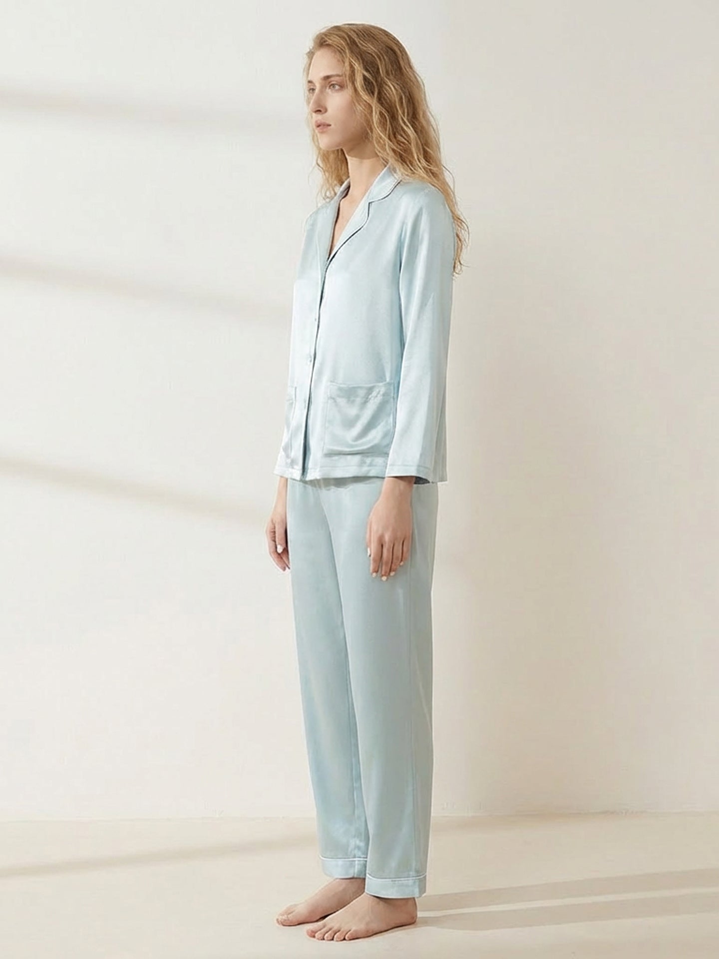 Ultimate 22 Momme Silk Pajamas#color_Baby Blue