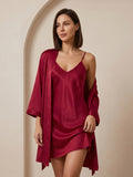 Silk Spaghetti Strap Mini Nightgown and Robe Set