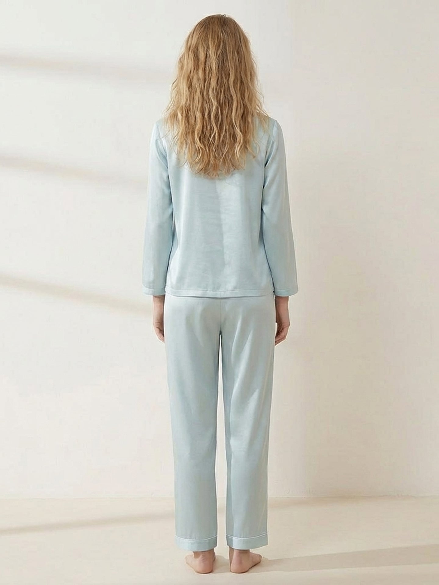 Ultimate 22 Momme Silk Pajamas#color_Baby Blue