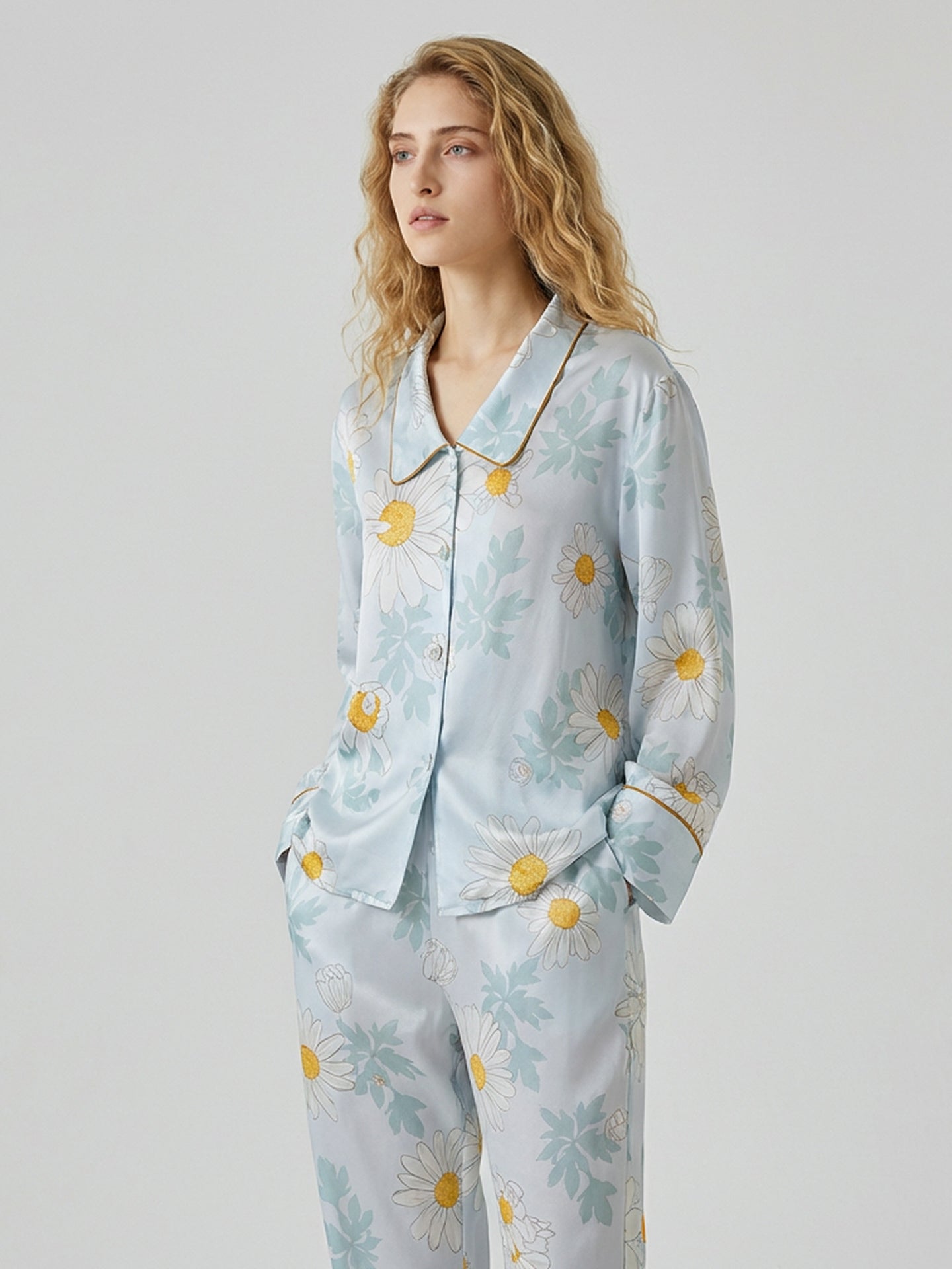 Daisy Print Pajama Set#color_Daisy print
