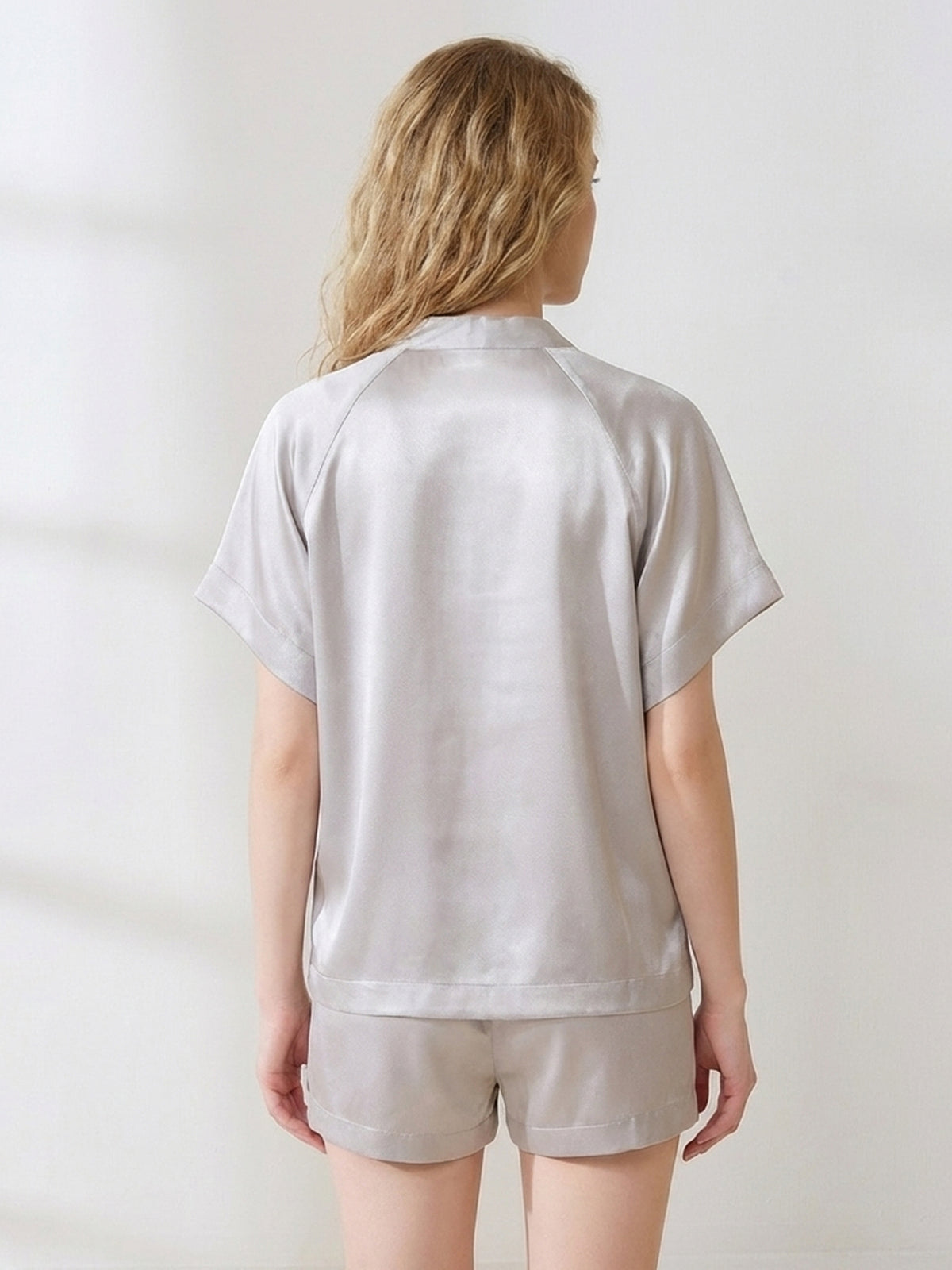 Luxe Mulberry Silk Pajama Set#color_Grey