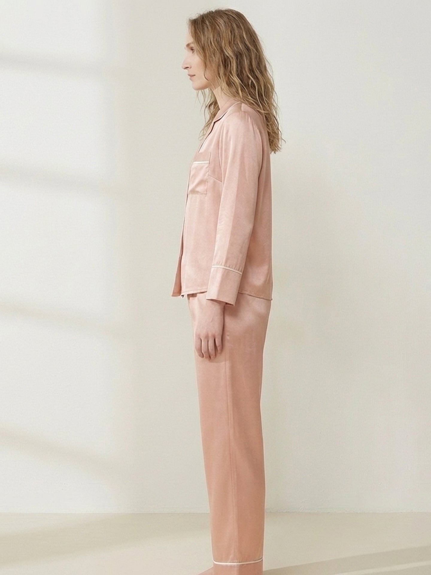 Luxe Long Sleeve Silk Pajamas#color_Dusty Rose