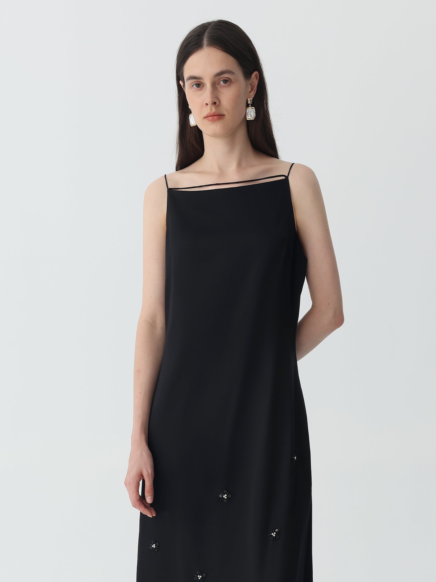 Beaded Midi Dress in Silk