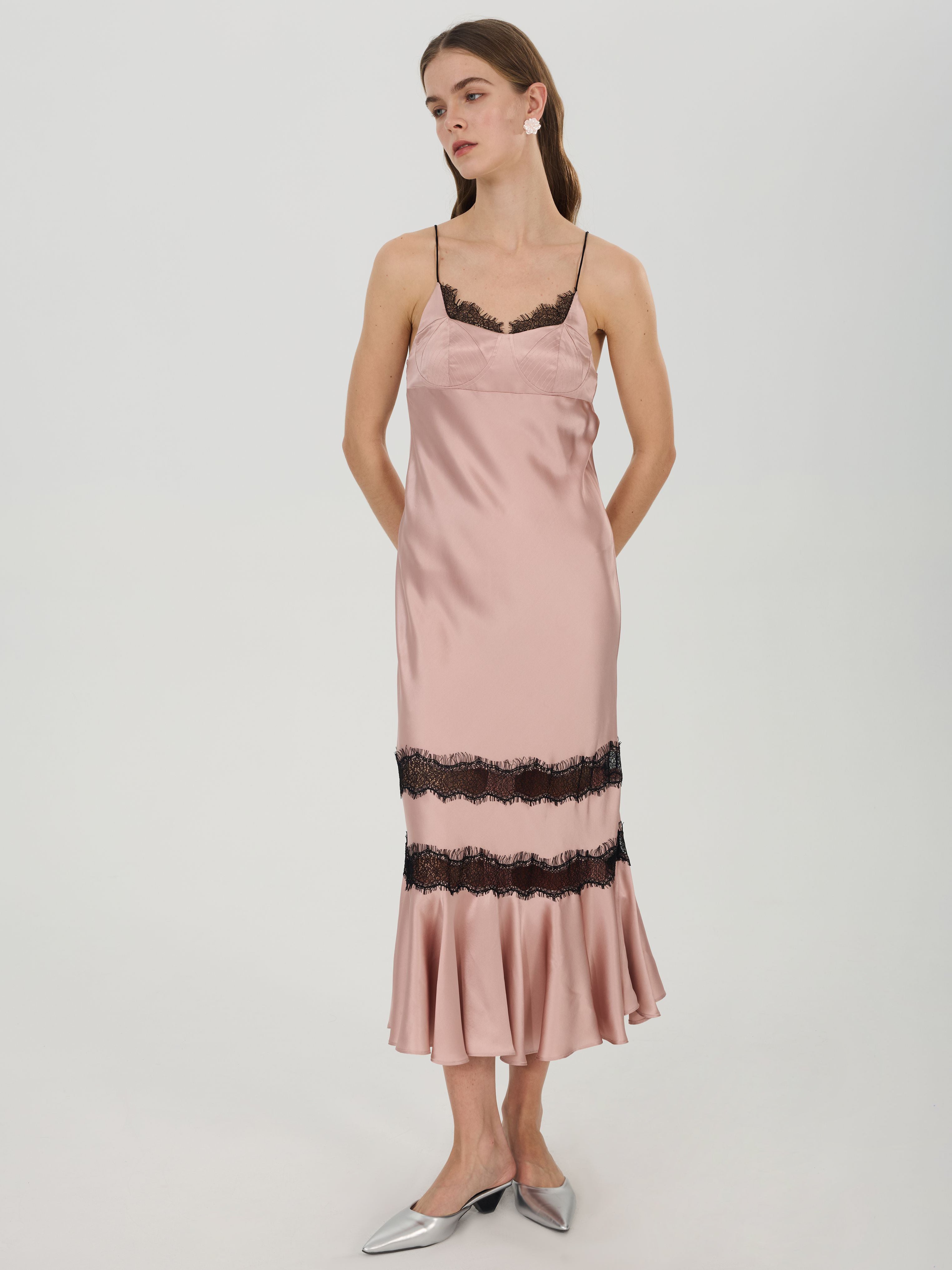 19 Momme Silk Lace-Trim Mermaid Slip Dress#color_Blush Pink