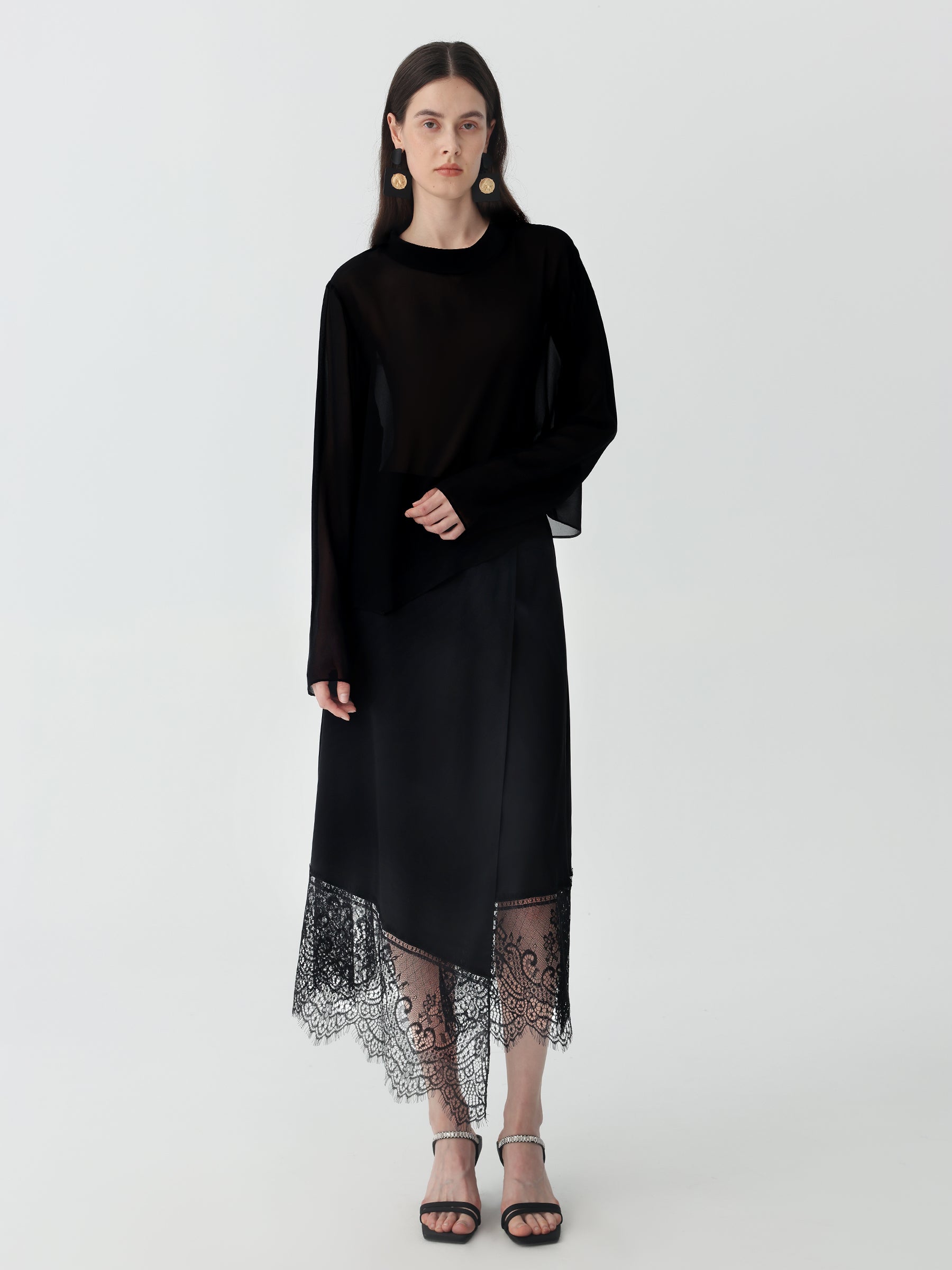 The Sheer Silk Shirt #color_Black