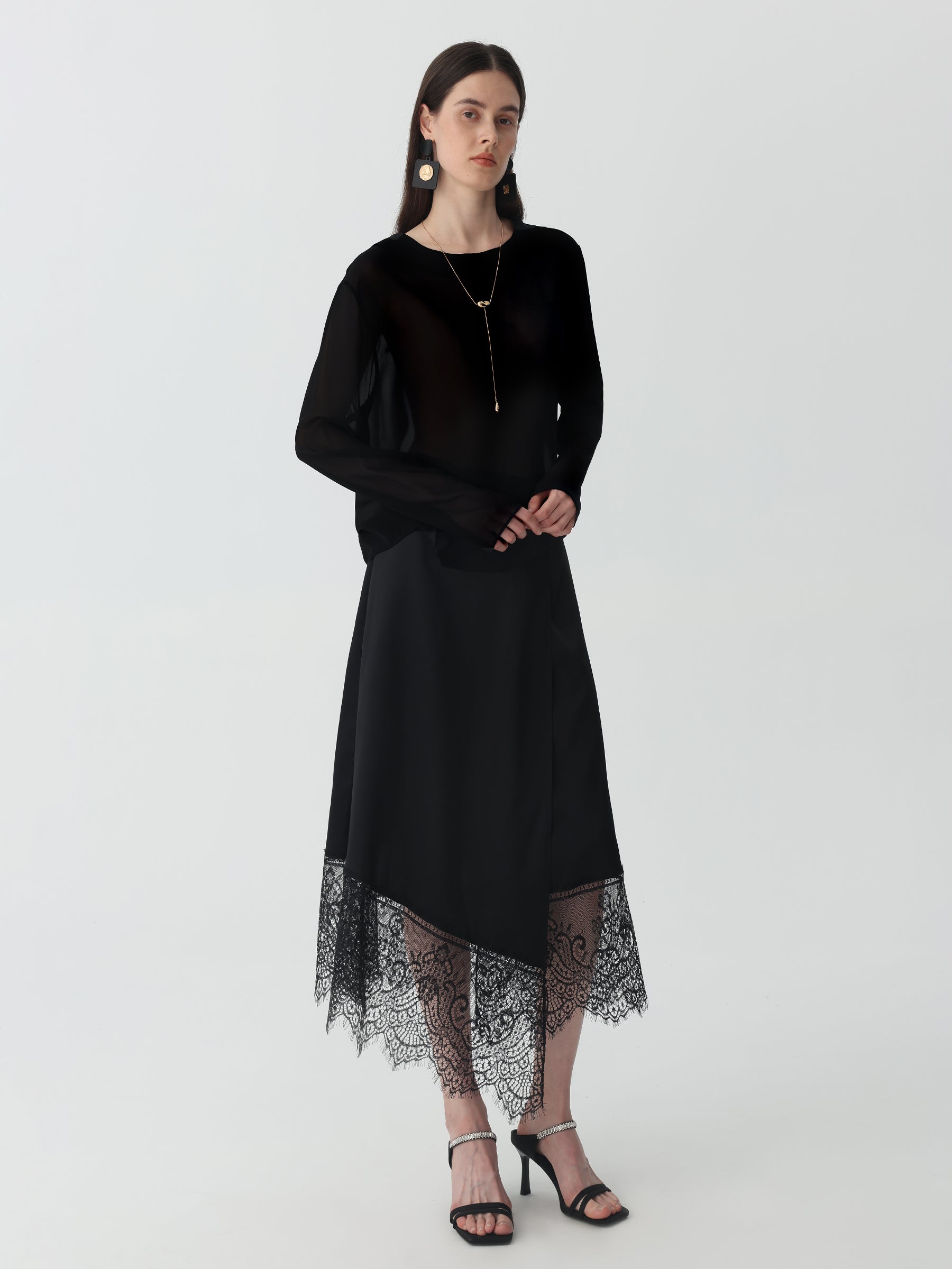 The Sheer Silk Shirt #color_Black