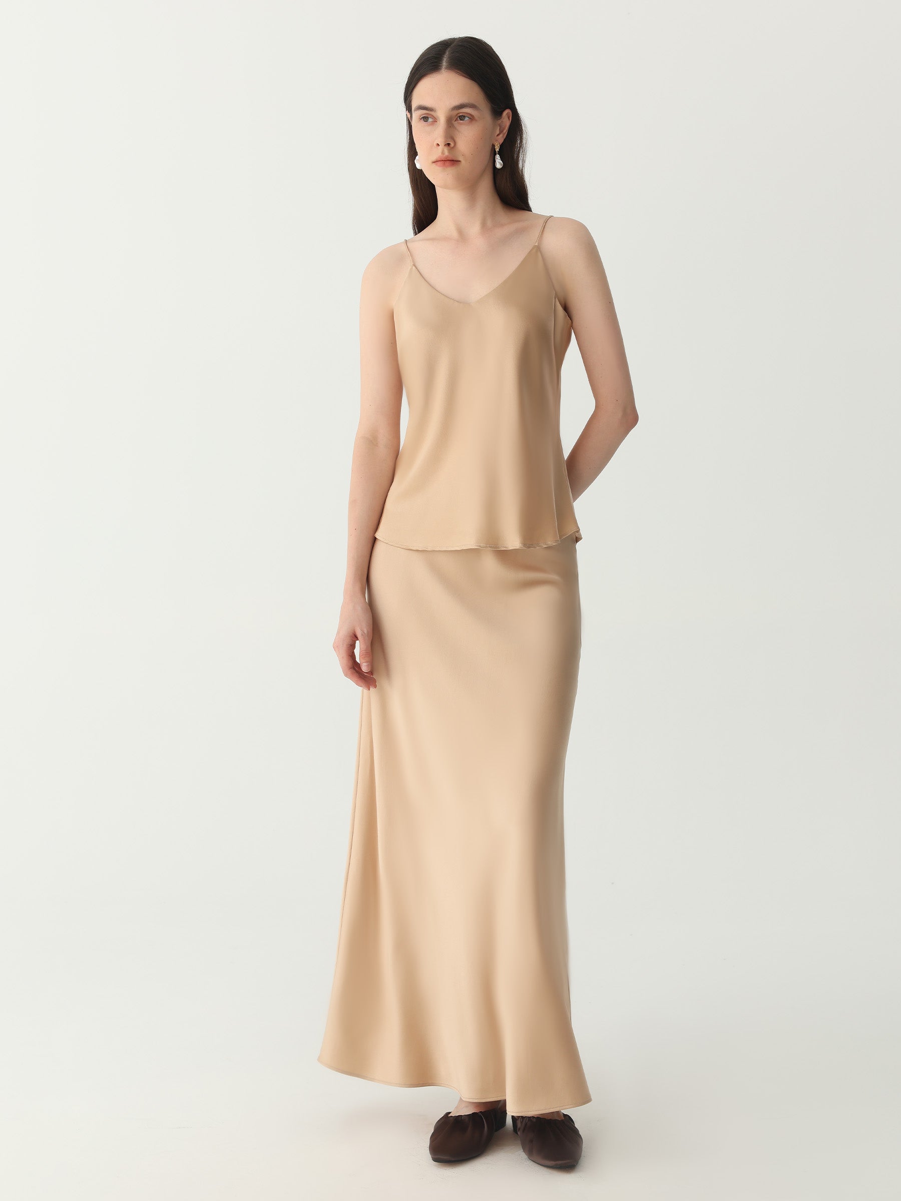 Classic V Neck Camisole Sets #color_Light Gold