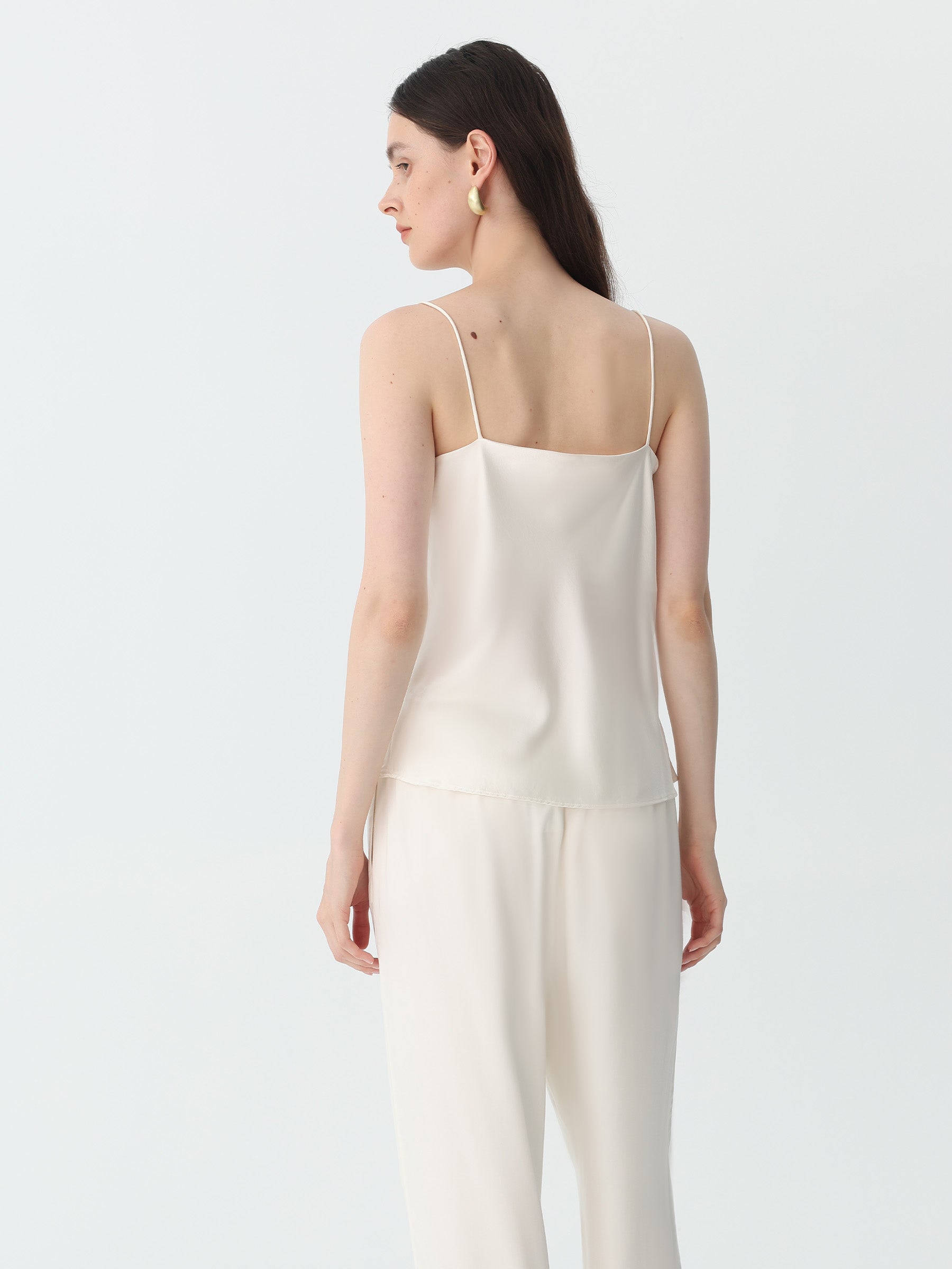 Classic V Neck Camisole Sets #color_White