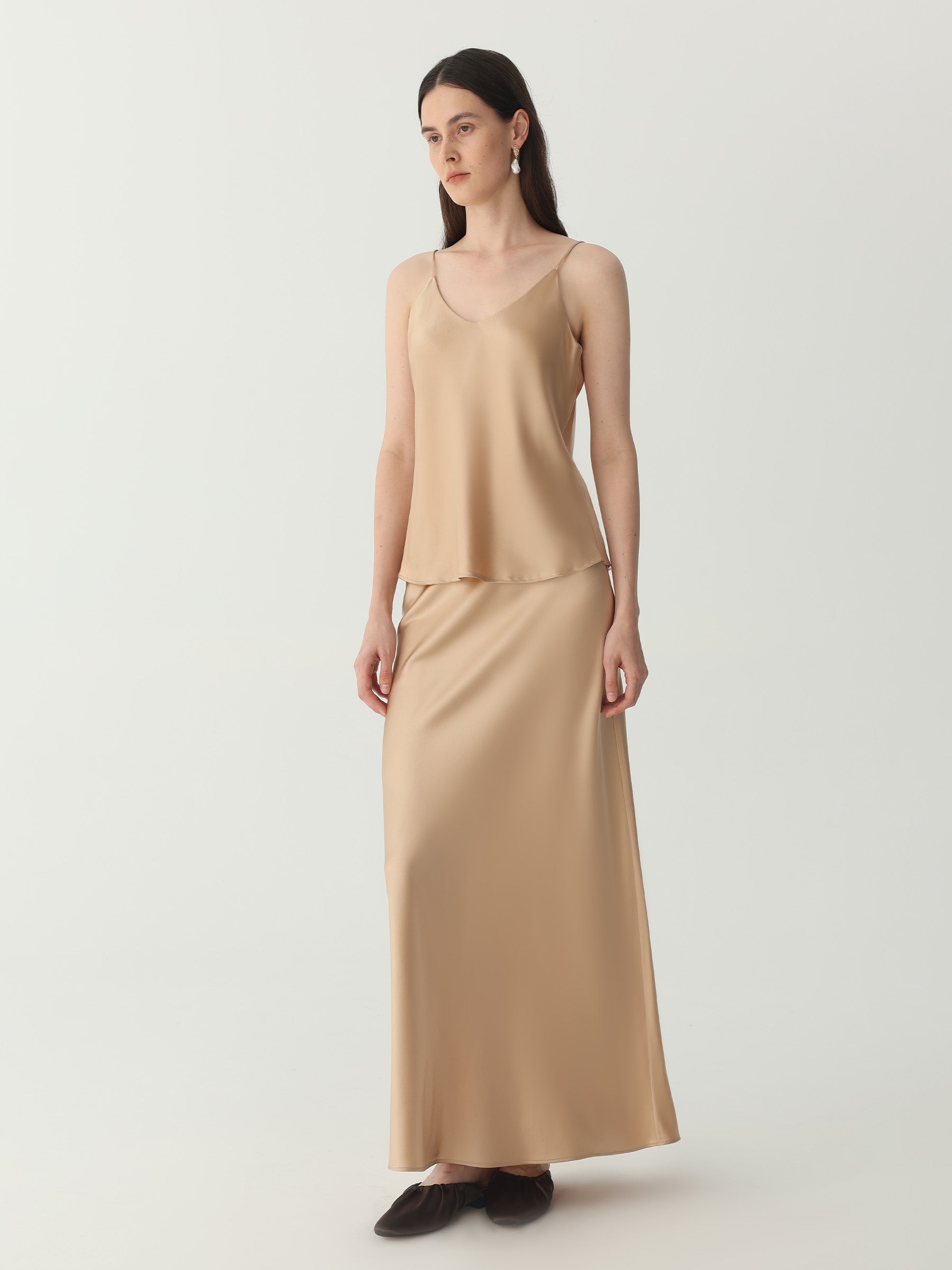 Classic V Neck Camisole Sets #color_Light Gold