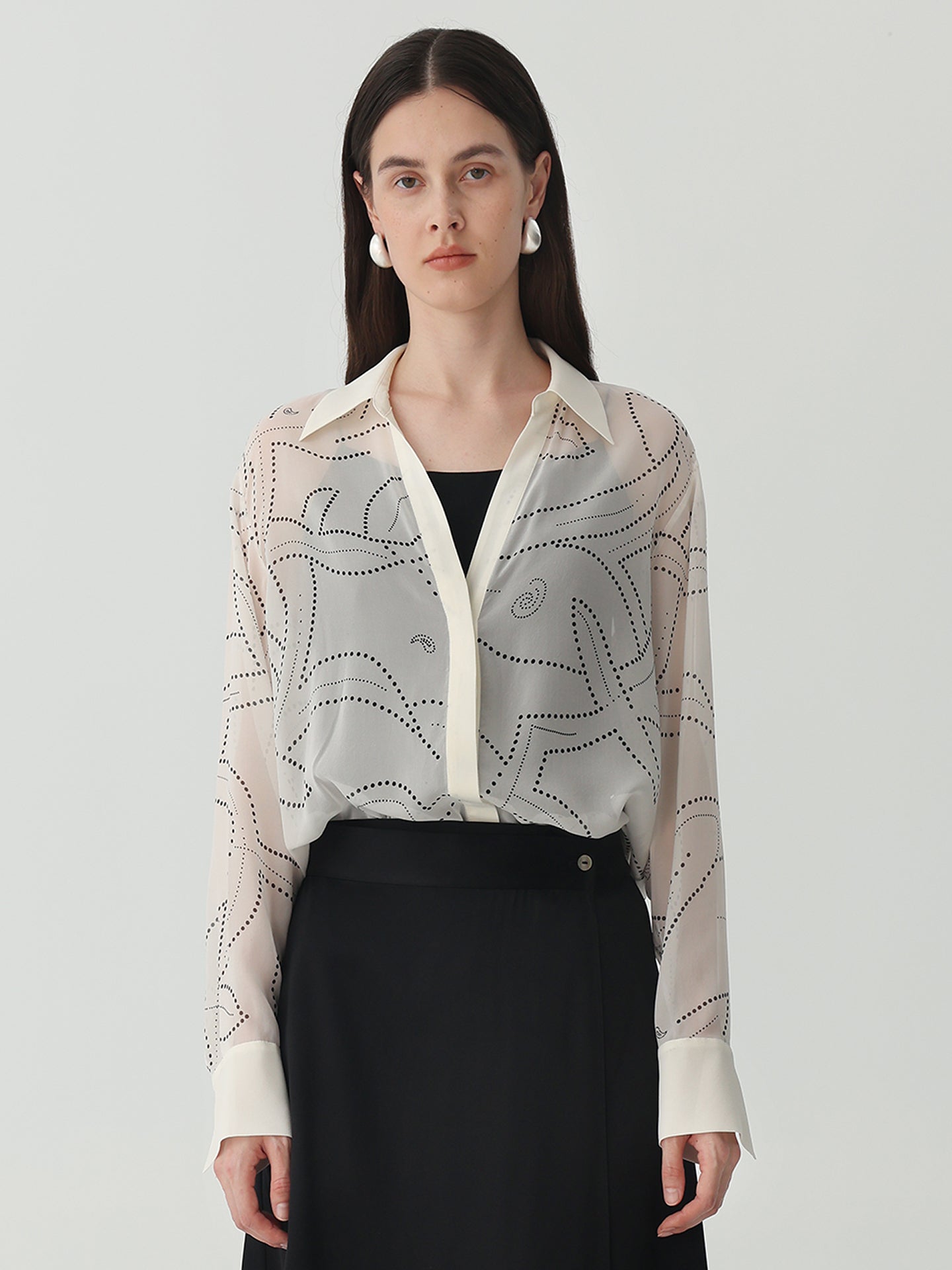 Polka Dots Shirt in Silk Georgette #color_Polka Print