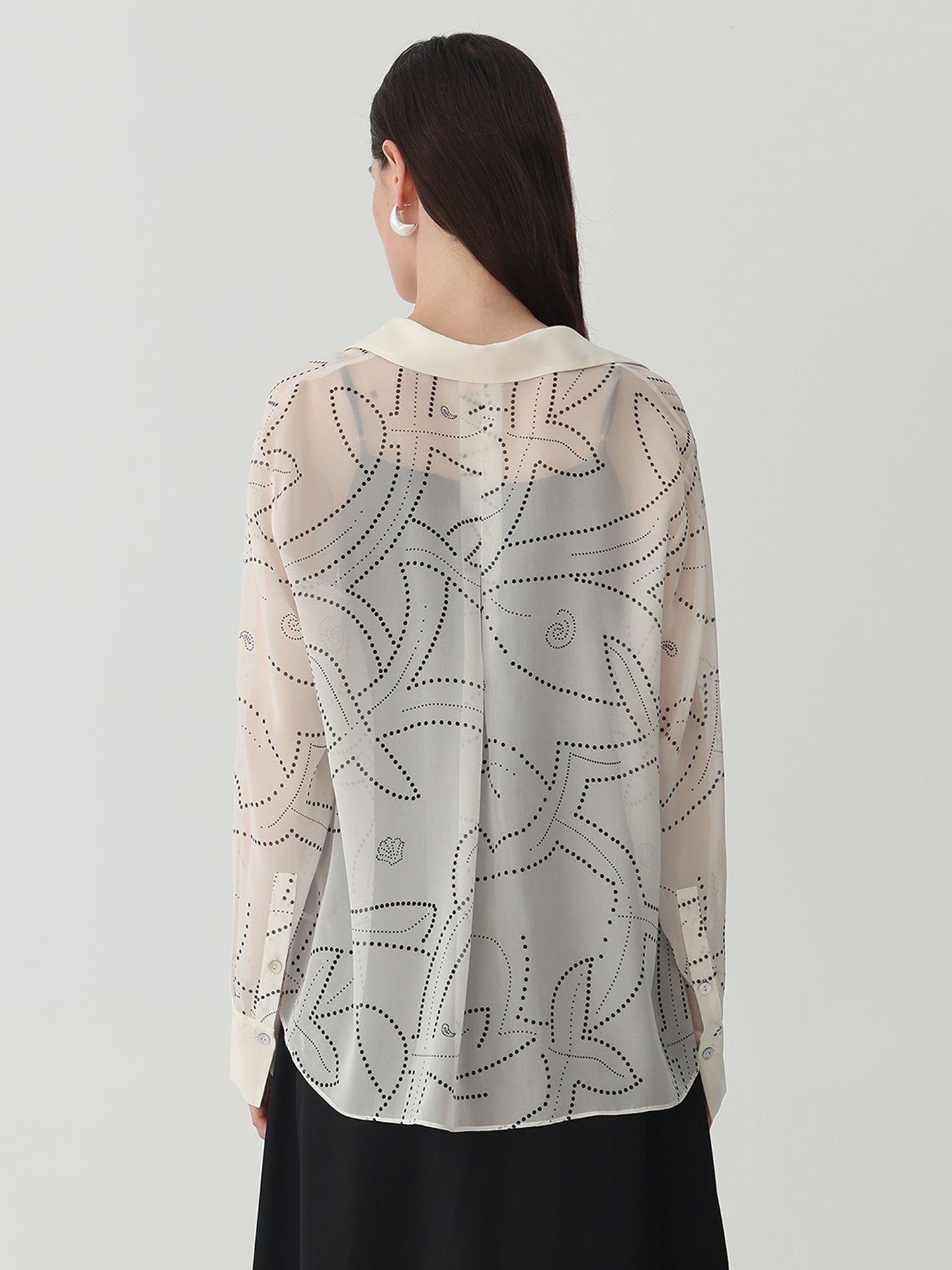 Polka Dots Shirt in Silk Georgette #color_Polka Print