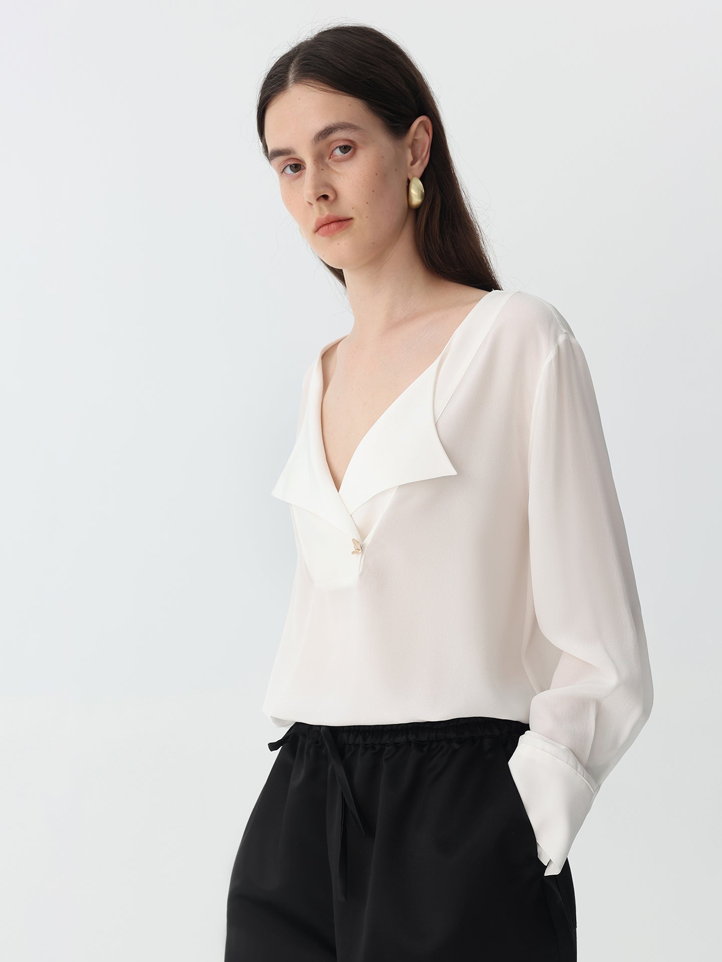 Sheer Pullover Top #color_White
