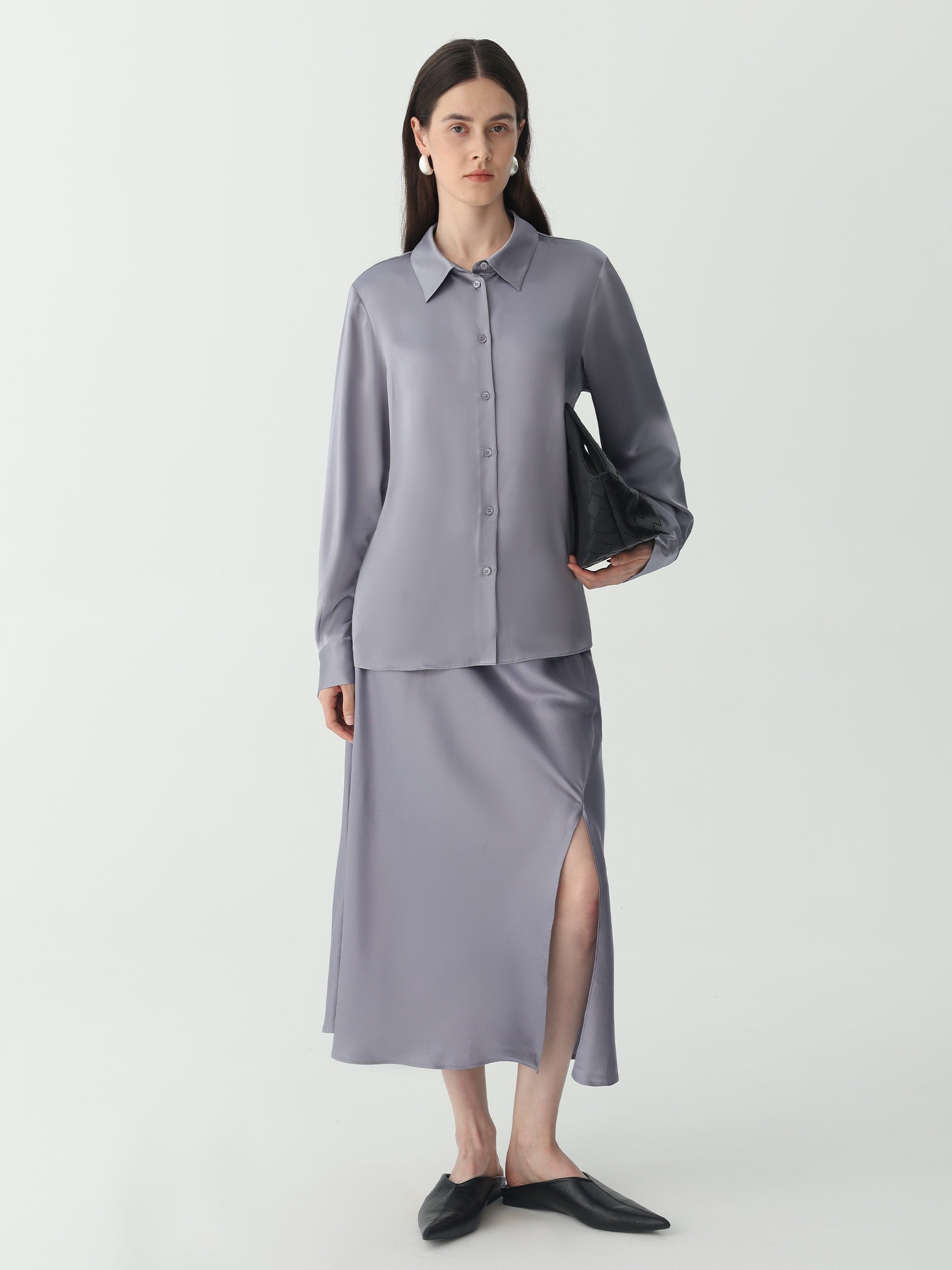 Hyaluronic-Infused Silk Shirt #color_Indigo Gray
