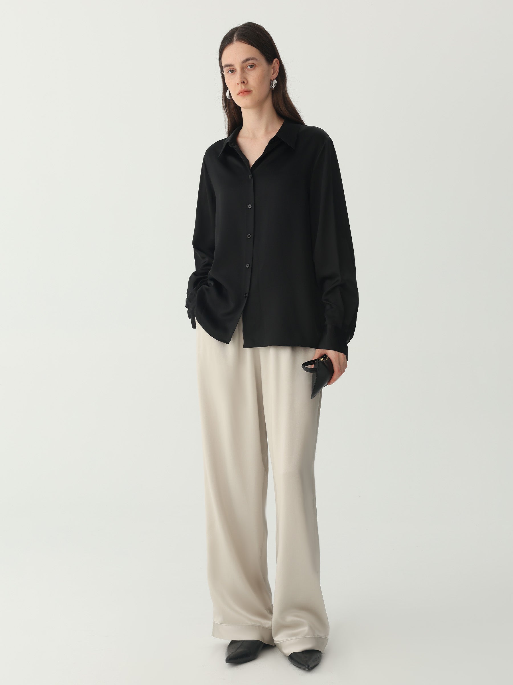 Hyaluronic-Infused Silk Shirt #color_Black