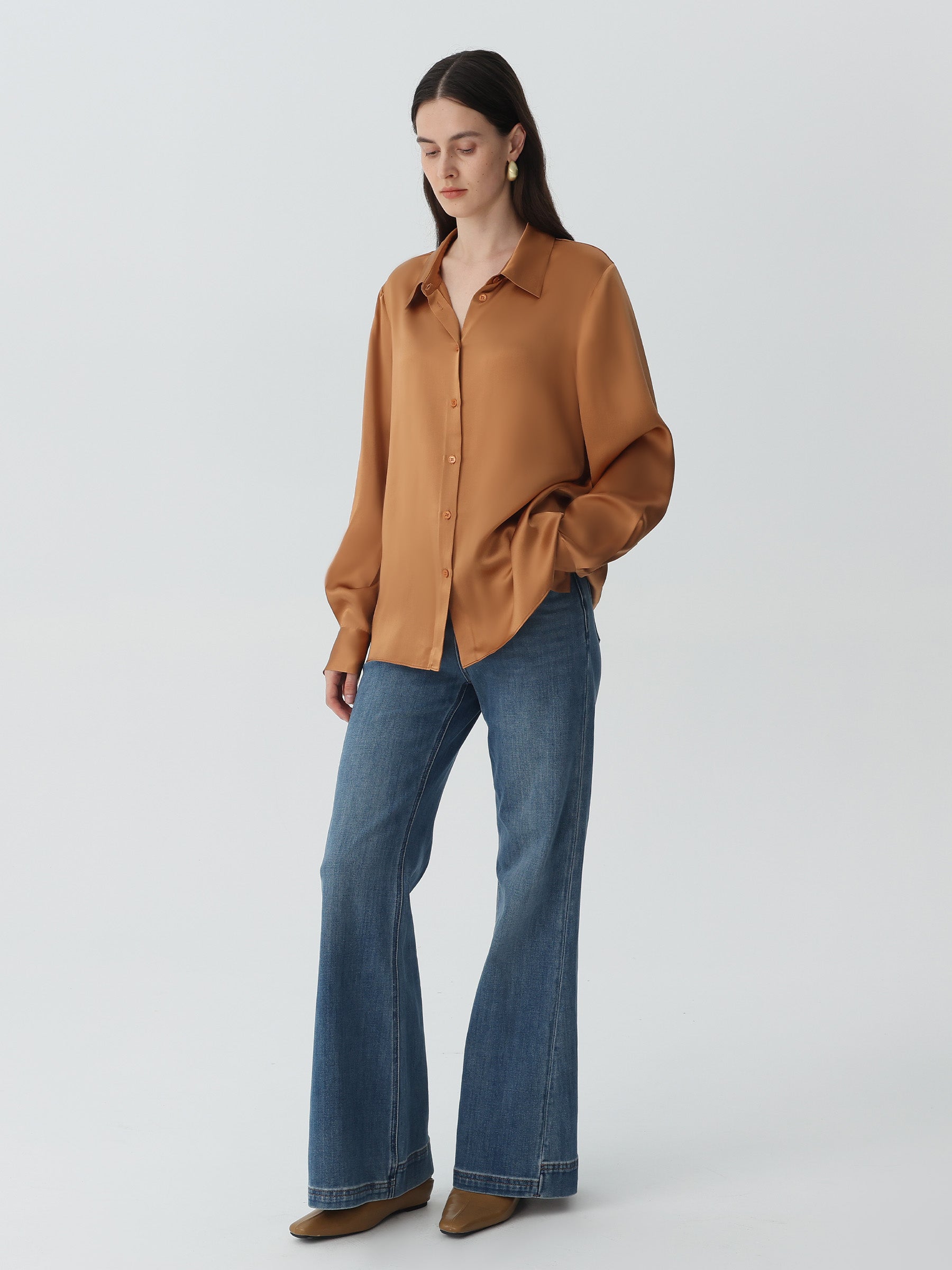 Hyaluronic-Infused Silk Shirt #color_Mud Gold