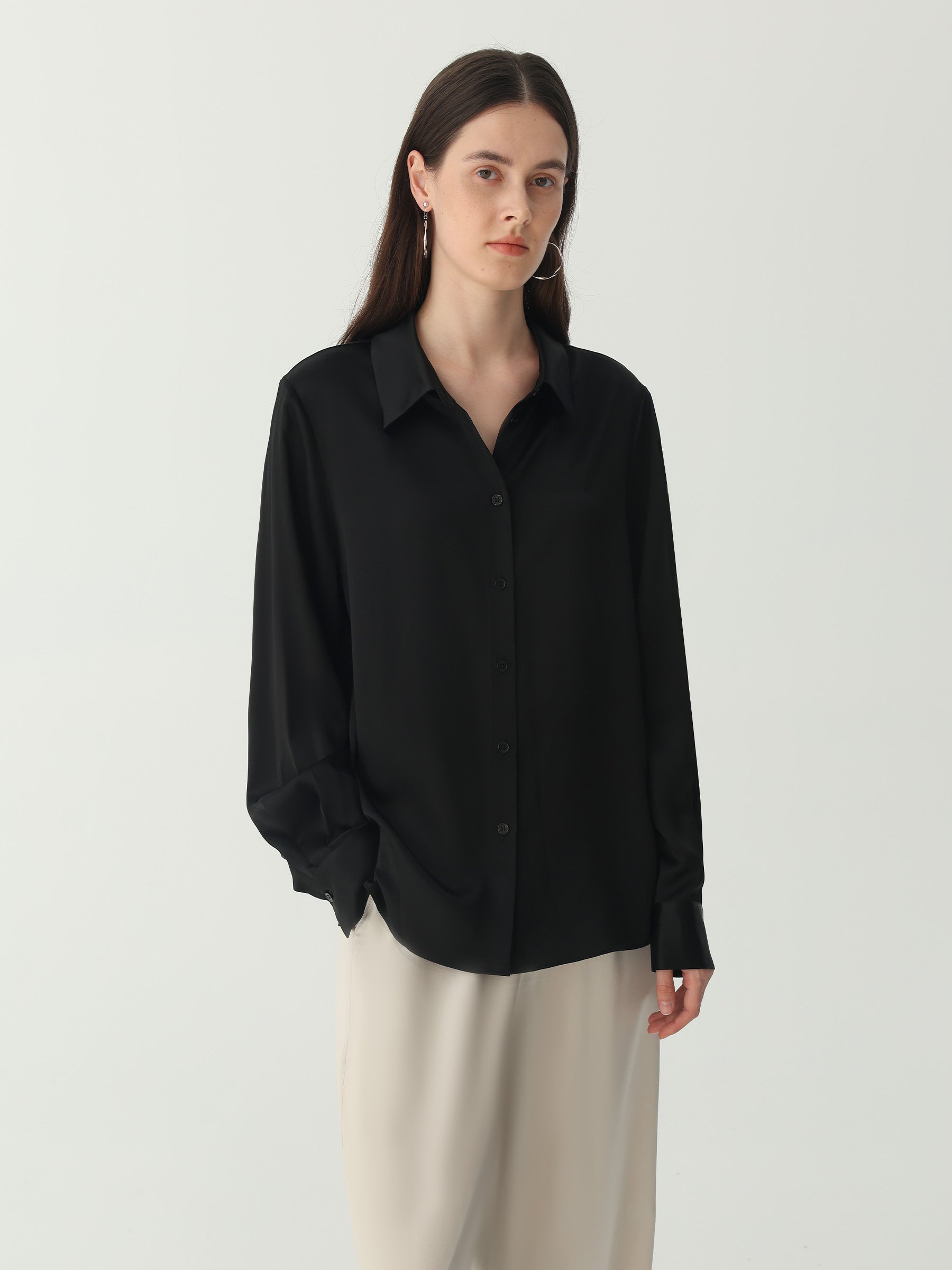 Hyaluronic-Infused Silk Shirt #color_Black