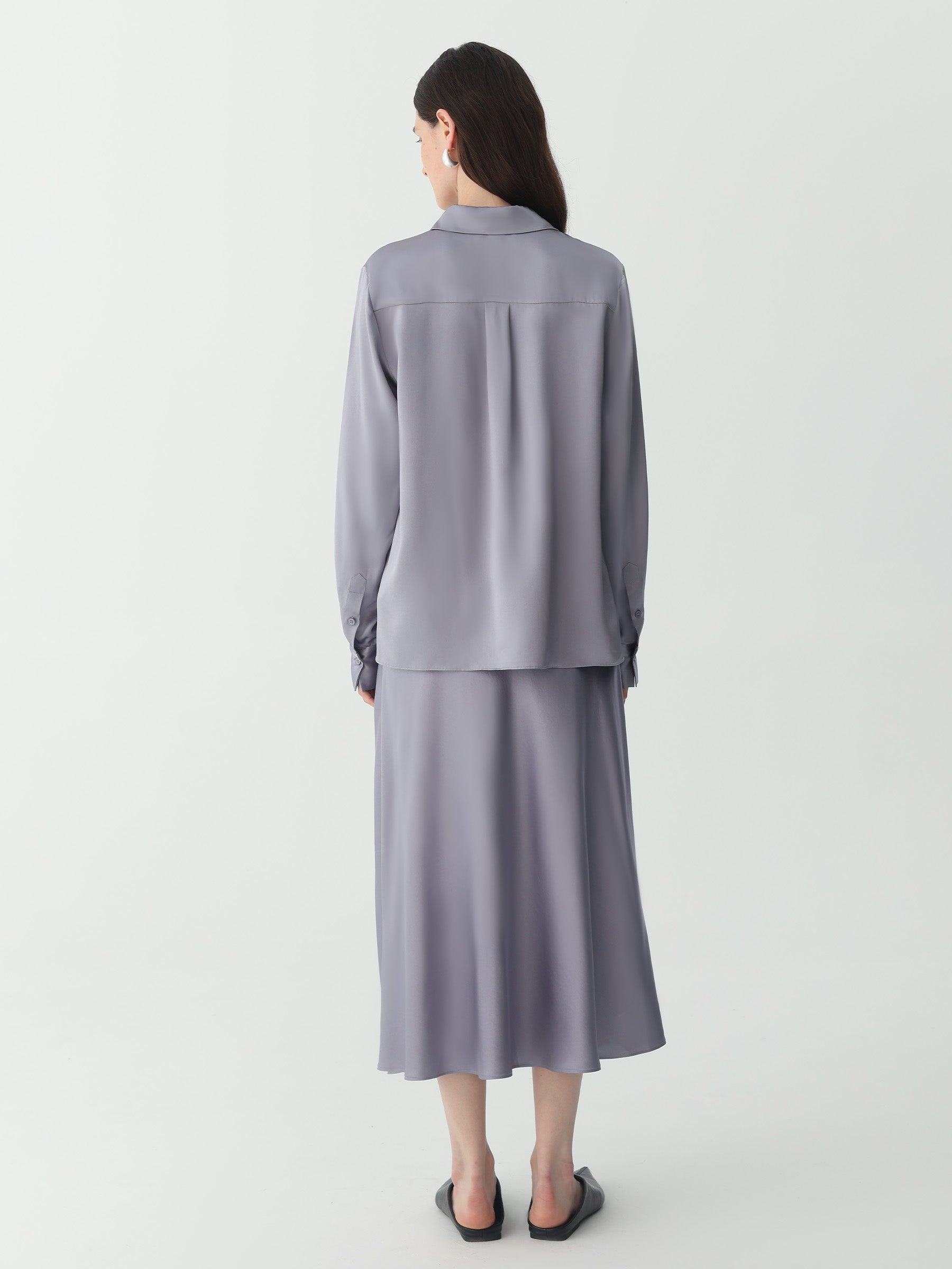 Hyaluronic-Infused Silk Shirt #color_Indigo Gray