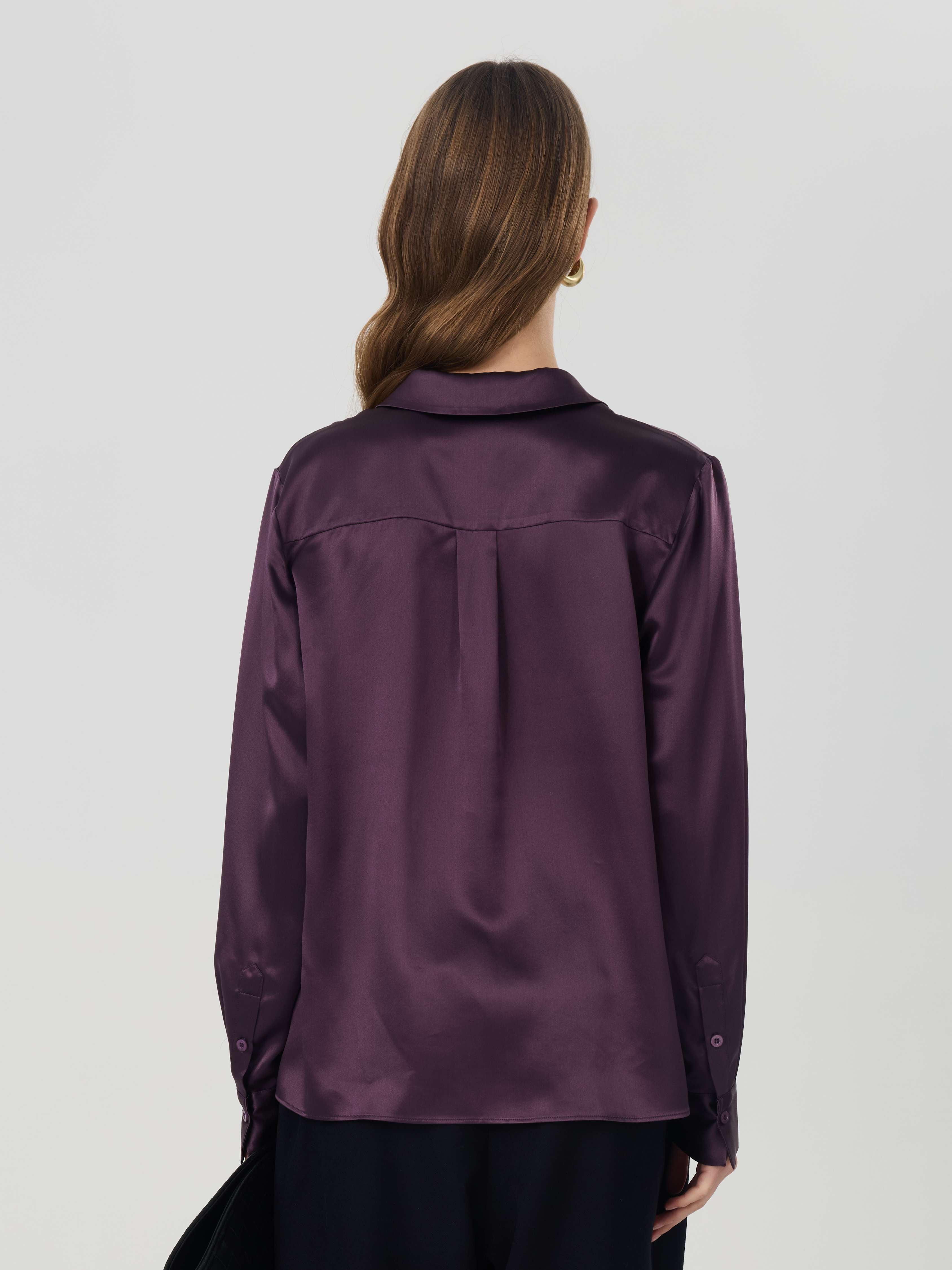 Classic Silk Shirt#color_Deep Purple