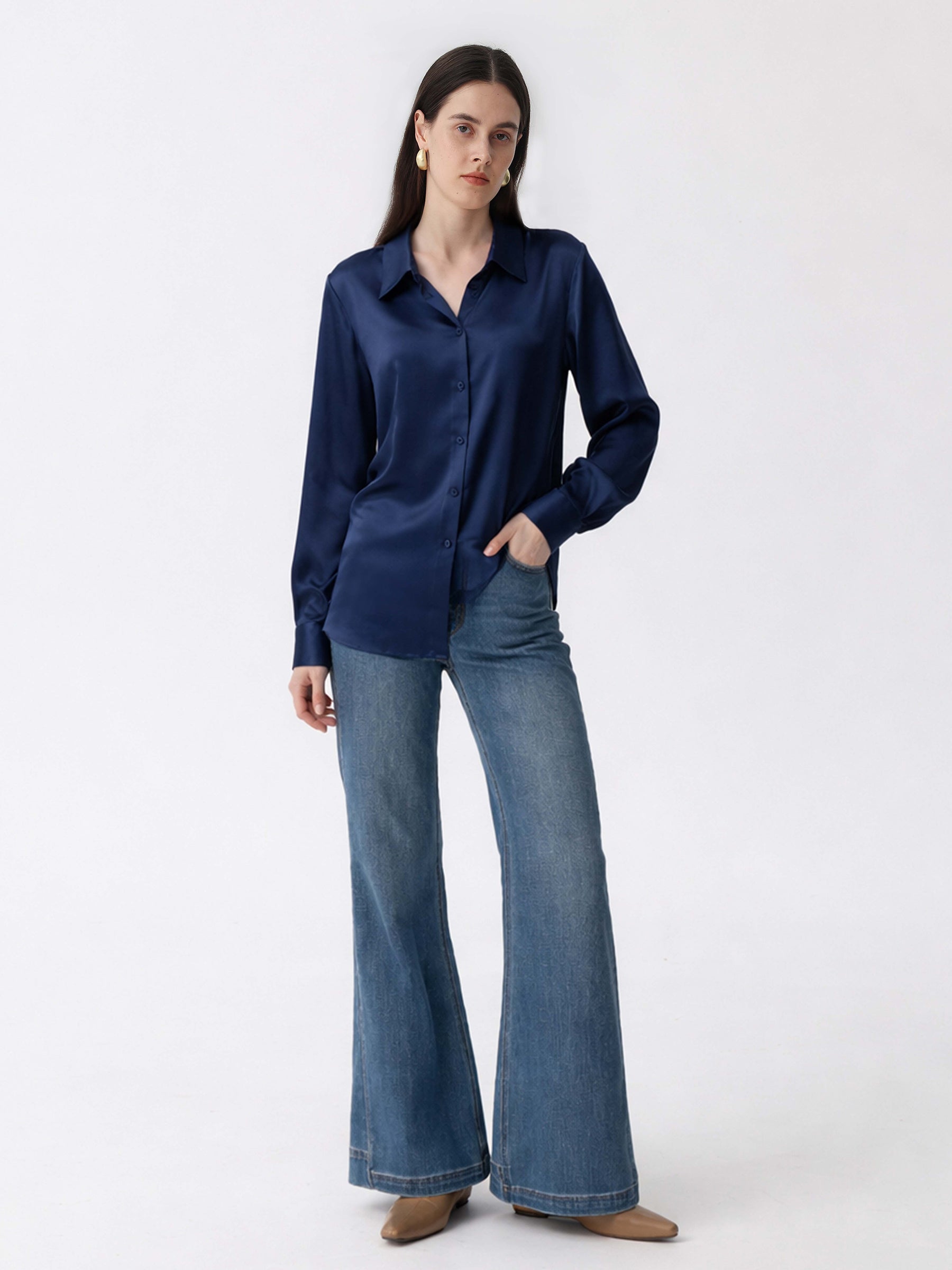 Classic Silk Shirt#color_Navy
