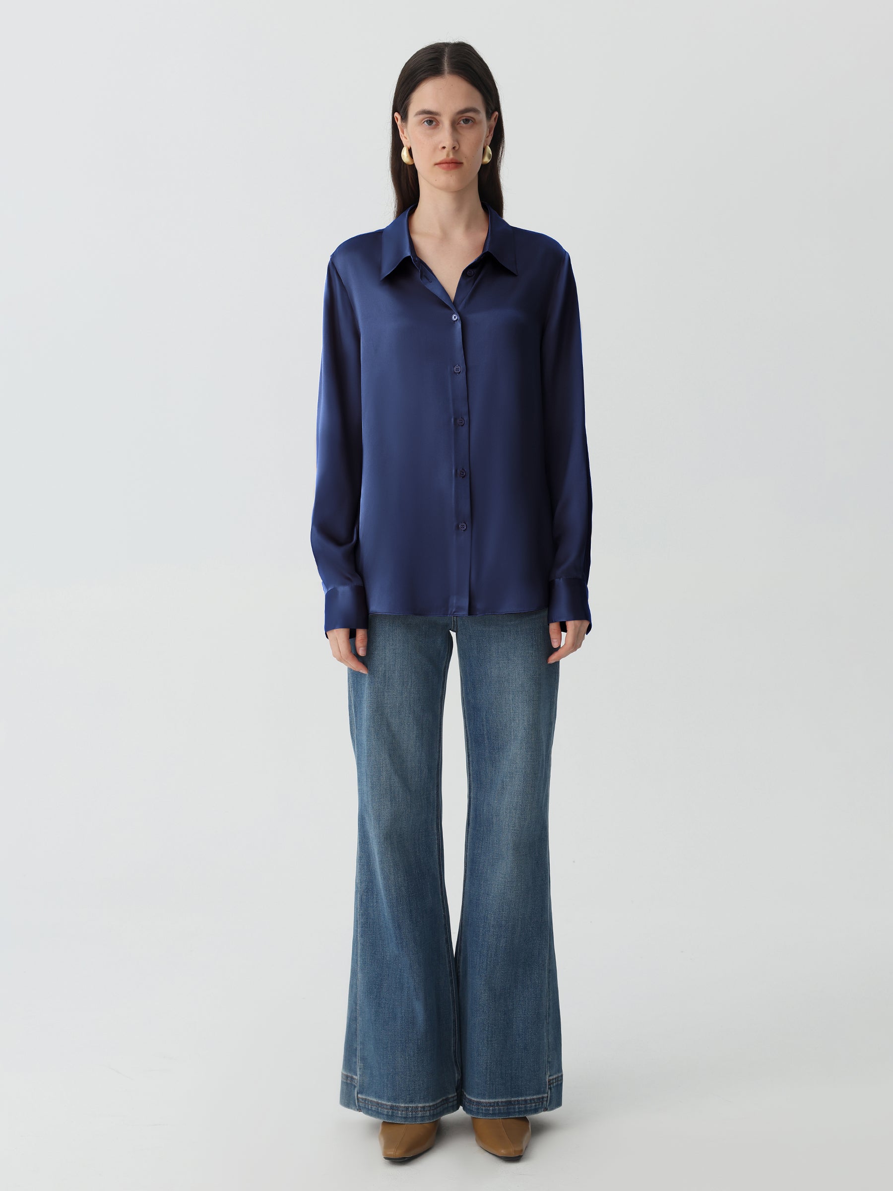 Classic Silk Shirt#color_Navy