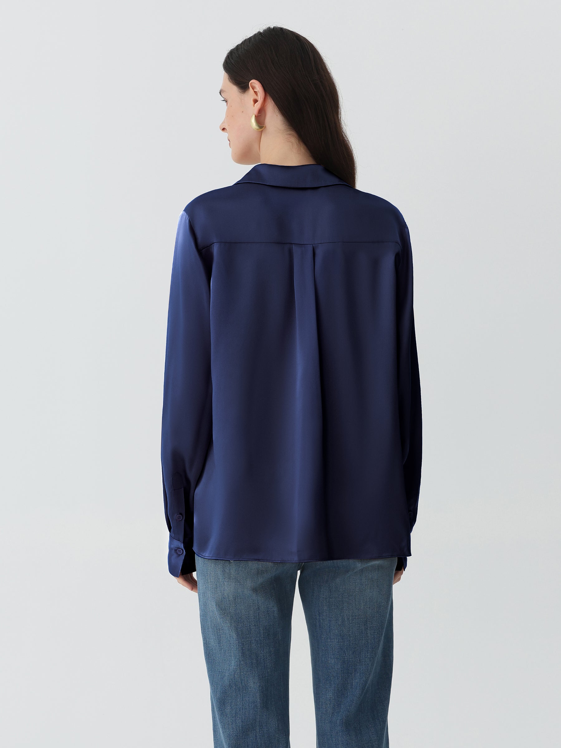 Classic Silk Shirt#color_Navy