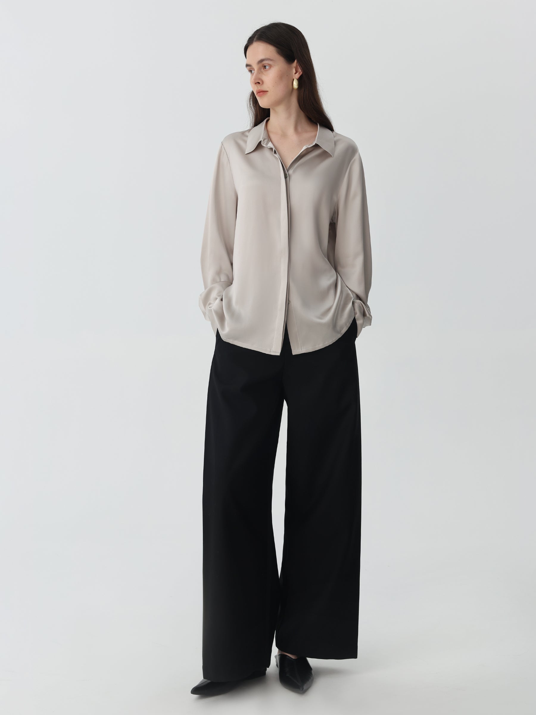 Washable Blouse in silk #color_Premium Grey